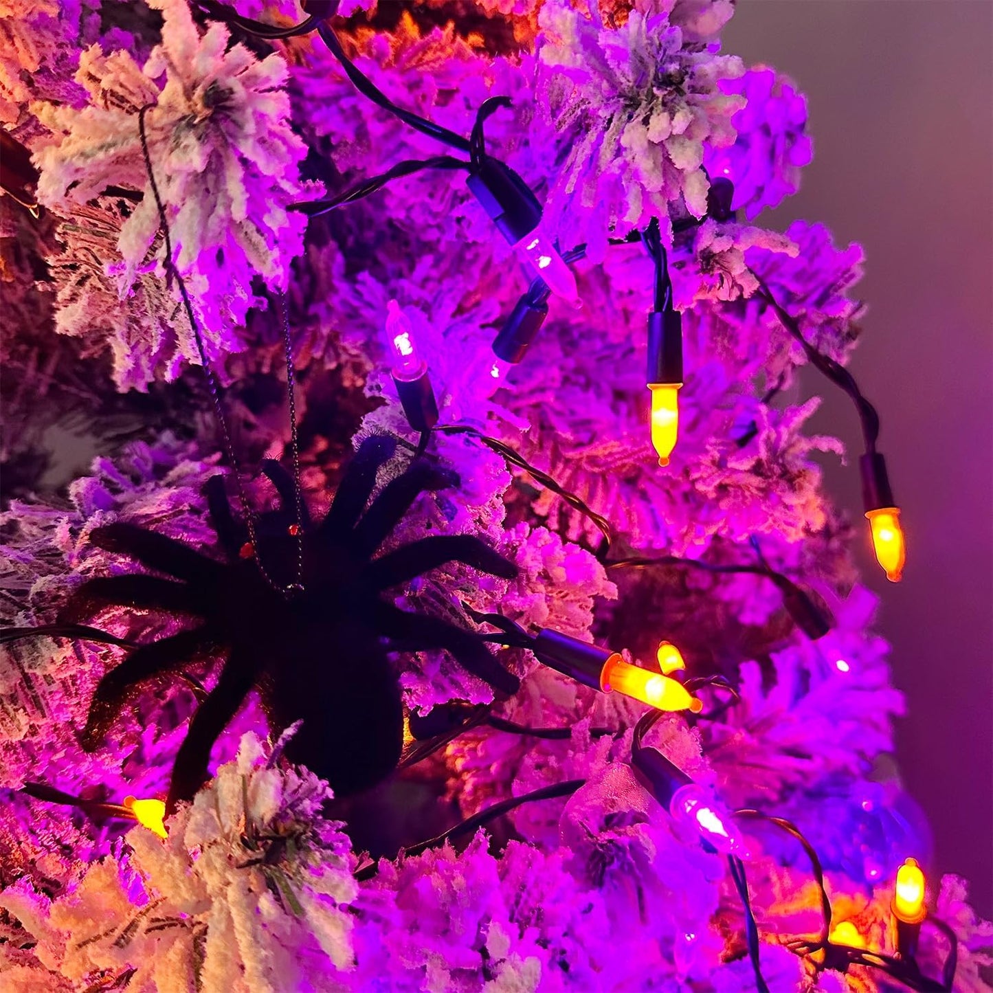 WATERGLIDE 2 Pack 50 LED Outdoor Halloween Lights, 16 FT Mini String Light with 8 Modes, Waterproof Battery Operated Tree Lights for Indoor Outdoor Patio Garden Party Decoration, Orange & Purple