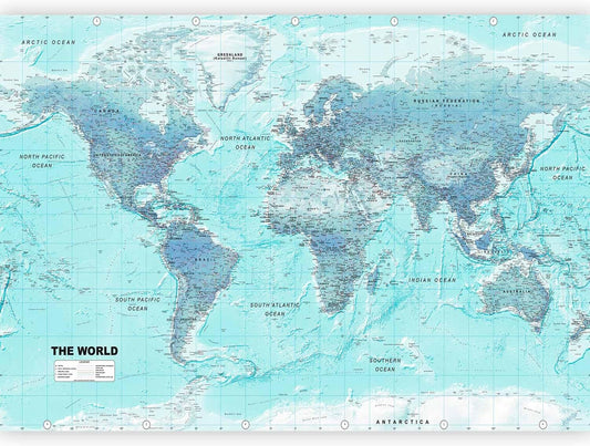 artgeist Wall Mural World Map 138x101 in - XXL Non-Woven Wallpaper Fleece Wall Decor Photo Print Picture Image Design Home Map of The World k-A-0091-a-b