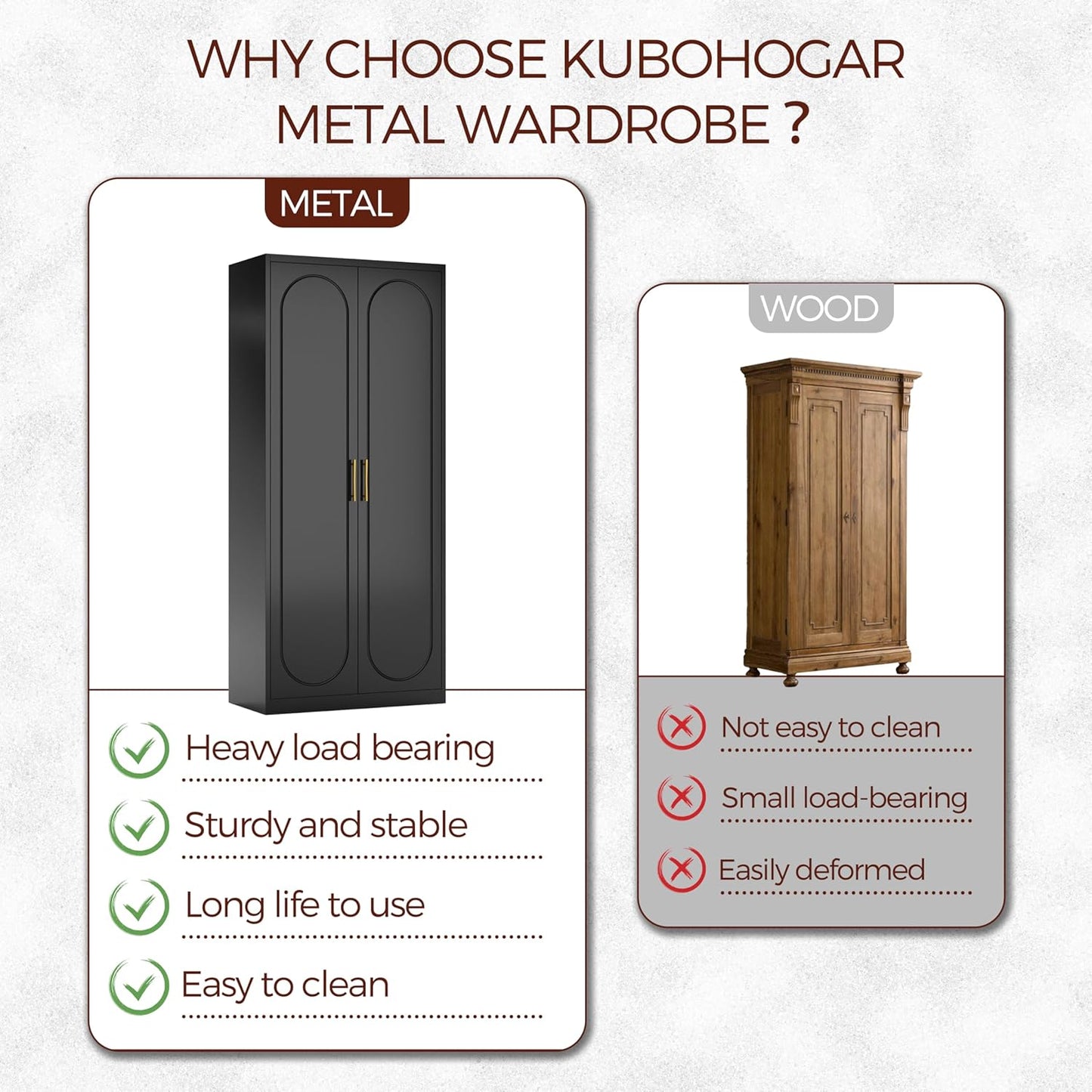 Metal Armoire Wardrobe Closet with 2 Doors, 71" Black Wardrobe Cabinet with Hanging Rod and Adjustable Shelves, Tall Clothing Storage Cabinets for Bedroom, Laundry Room, Home Office