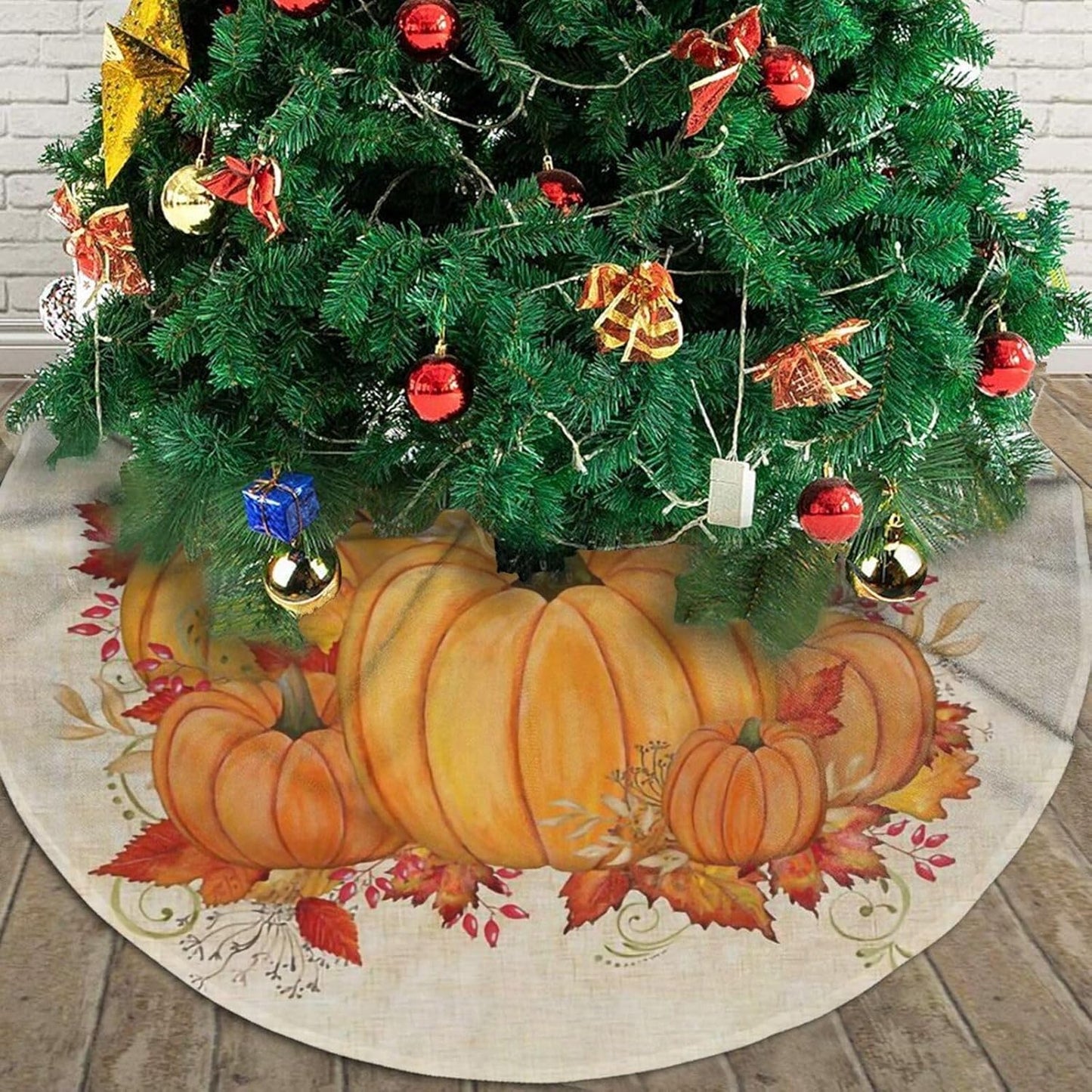 Christmas Tree Skirt,Fall Blessings Xmas Tree Skirt Rustic Farmhouse Tree Skirt for Christmas Decor Xmas Holiday Home Party Decorations30