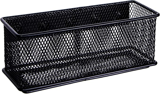 dedoot Magnetic Pencil Holder, Black Mesh Pen Organizer Strong Magnetic Storage Basket Organizes Pens, Pencils, Markers for Whiteboard, Locker, Fridge, Cubicle Desk, Offices 6.3x2.3x2.6inch