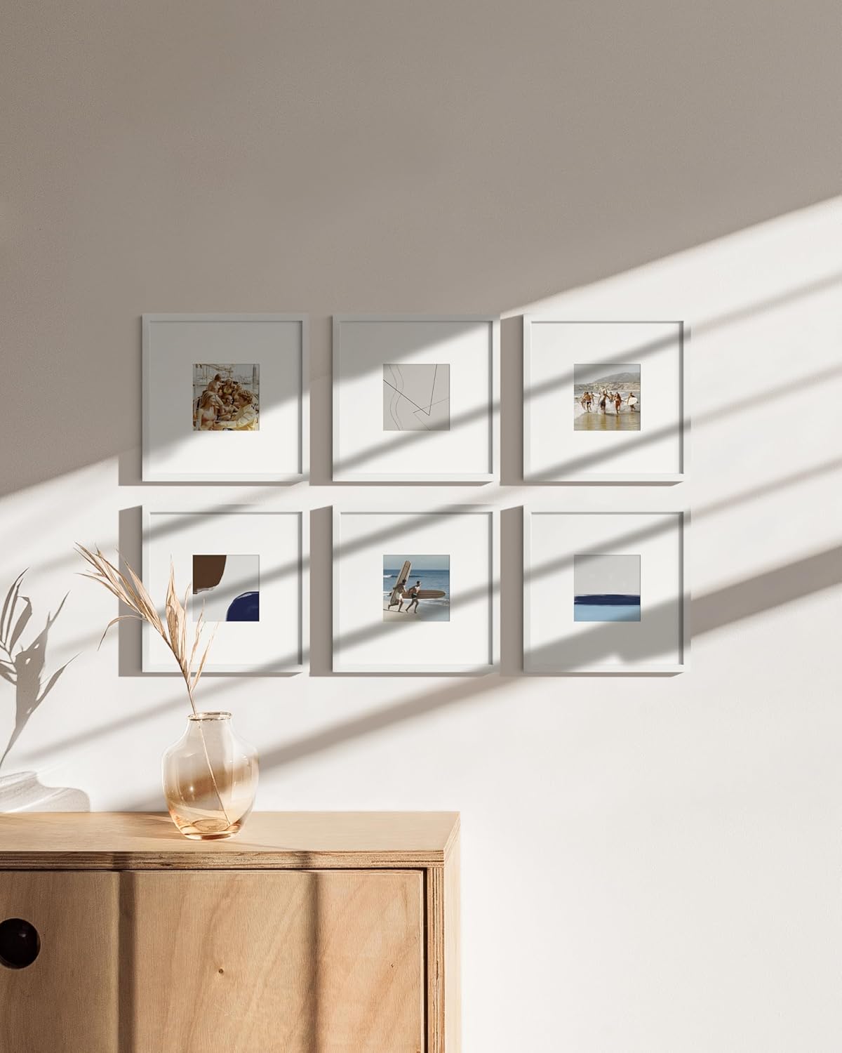 HAUS AND HUES 8x8 White Metal Picture Frames Matted to 4x4 - Features Premium Aluminum & Hanging Hardware, Shatterproof Plexiglass - Ideal for Home, Room, Office (8x8 in, White, Set of 15)