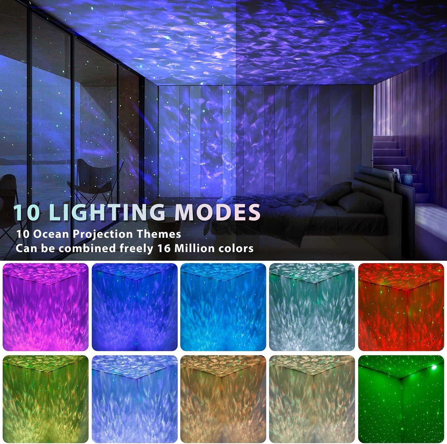 Star Projector Night Light - Galaxy Projector Light for Bedroom/Party Adults Kids with Bluetooth Music Speaker Voice & Remote Control, No App Needed