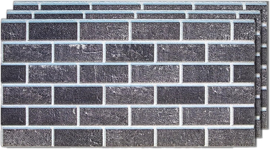 IZODEKOR 3D Brick Effect Wall Panels - Faux Brick Paneling for Living Room, Kitchen, Bathroom and More | Ash Smoke - Pack of 3, Covers 16 sq ft