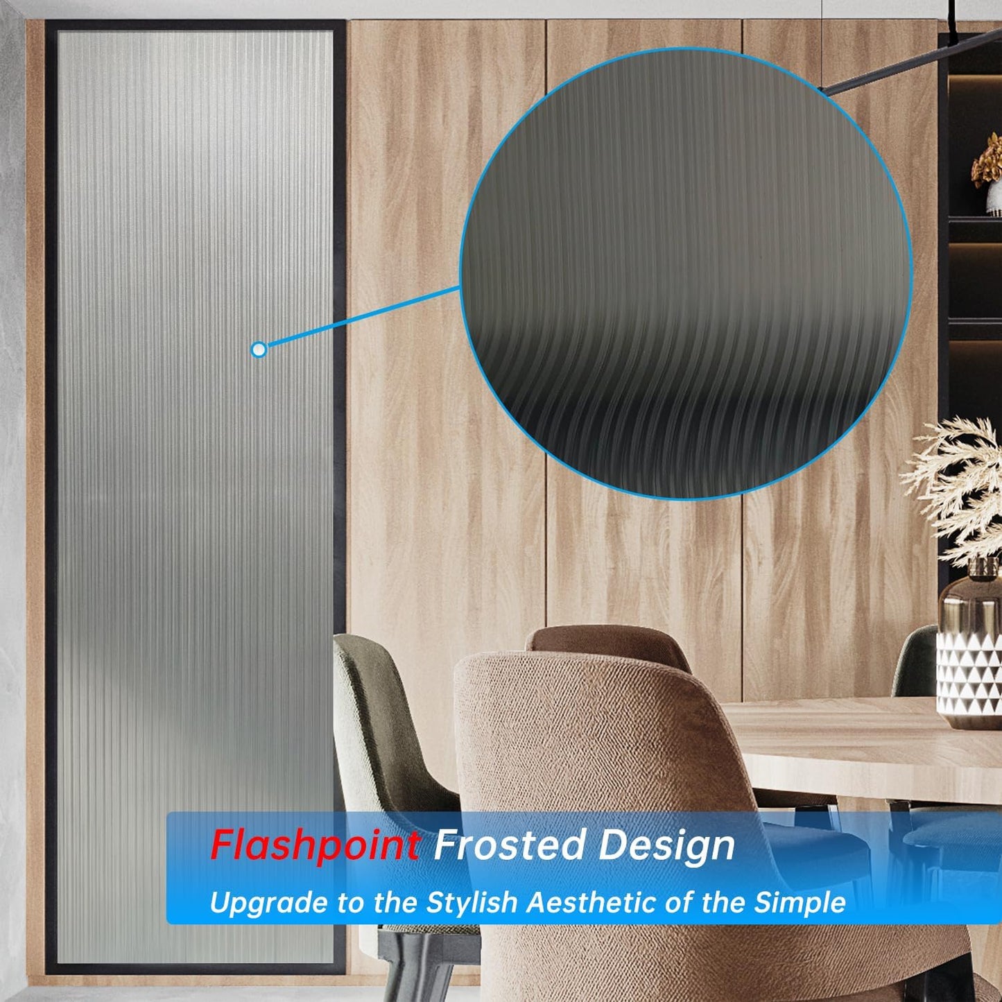 Frosted Glass Window Privacy Film Decorative, Bathroom Privacy Film for Glass Windows Cover, Static Cling, Removable, Reusable, Anti-UV, Anti-Glare, Heat Blocking,Changhong,17.5X78.7Inch