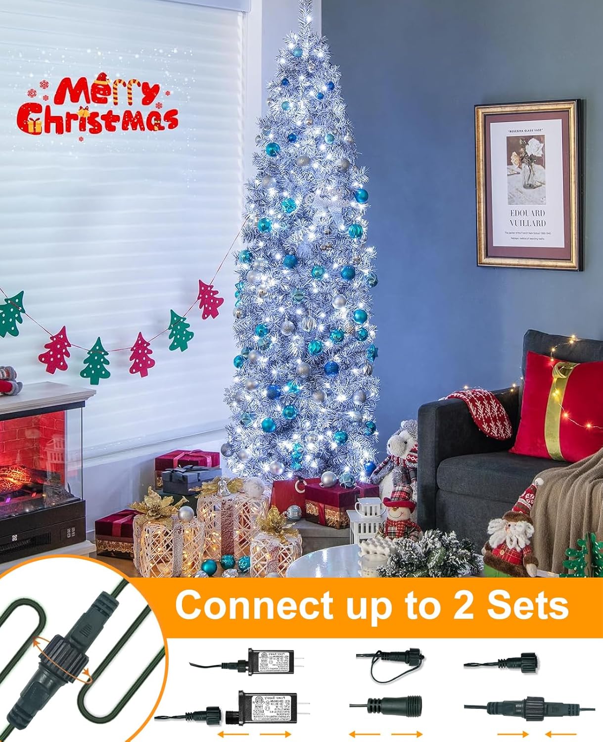 Christmas Lights Outdoor, 157FT 480 LED Plug in Christmas Tree Lights Waterproof, 8 Modes Green Wire Twinkle String Light for Indoor Garden Patio Porch Xmas Wedding Party Decorations, White