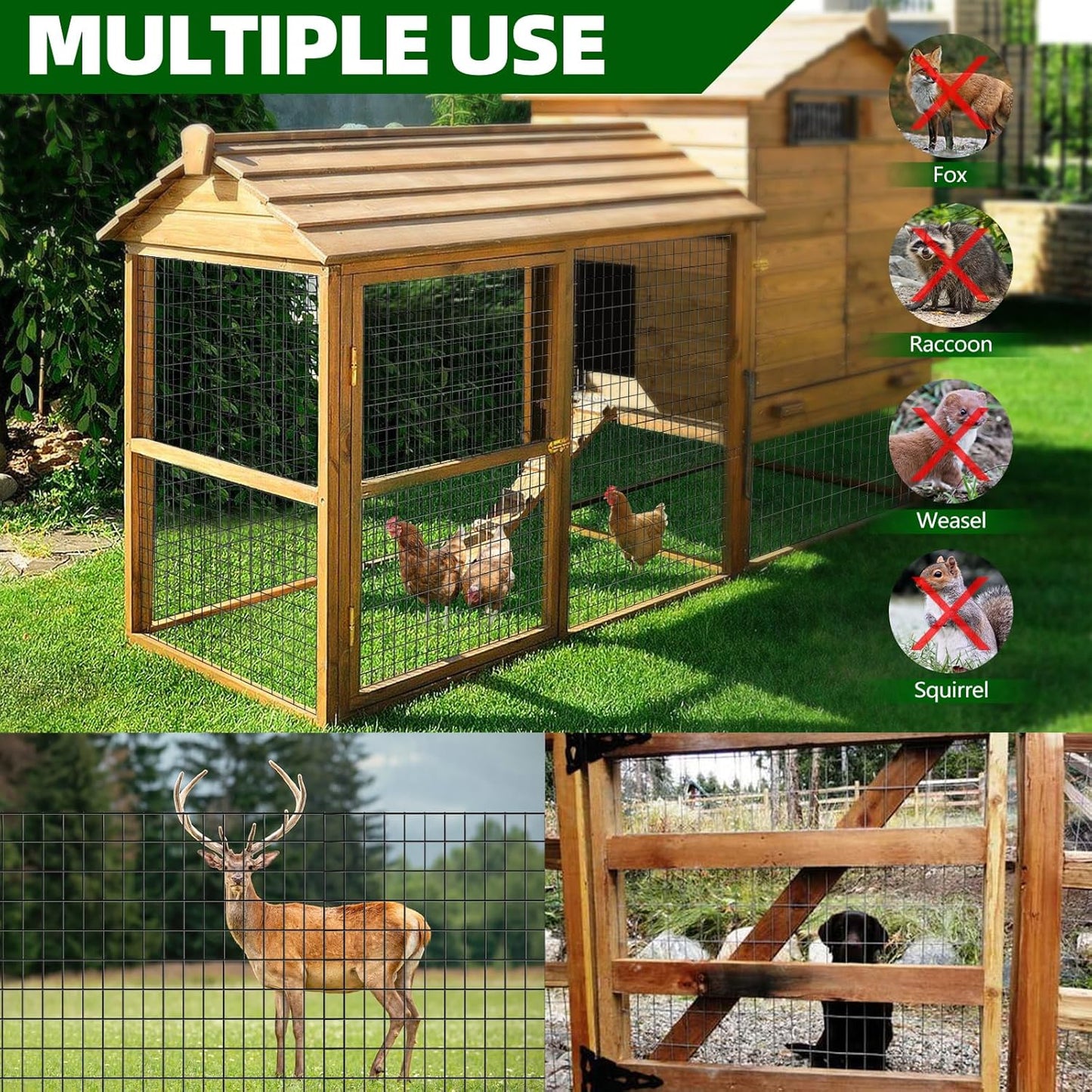 Welded Wire Fence, 25ft(L) x 36inch(H) Garden Fence for Dog, 2 Inch x 3 Inch 16GA Fencing for Chicken, PVC Coated Anti-Rust Roll Metal Wire Mesh Fence for Yard Vegetable, Black