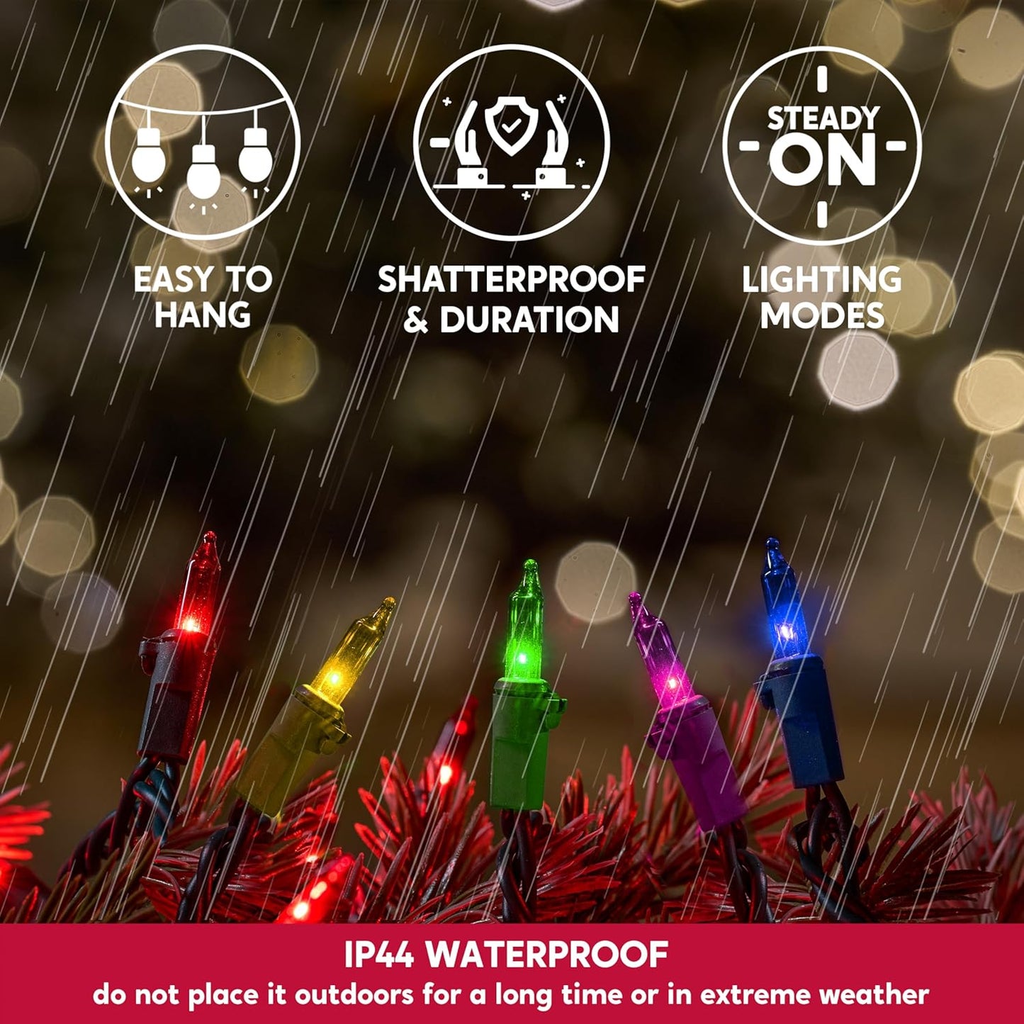 Joiedomi Multicolor Christmas String Lights,300(3x100) 64.2FT Christmas Fairy Tree Lights Plug in for Indoor Outdoor Xmas Decorations Patio Holiday Theme Party Yard House,Green Wire