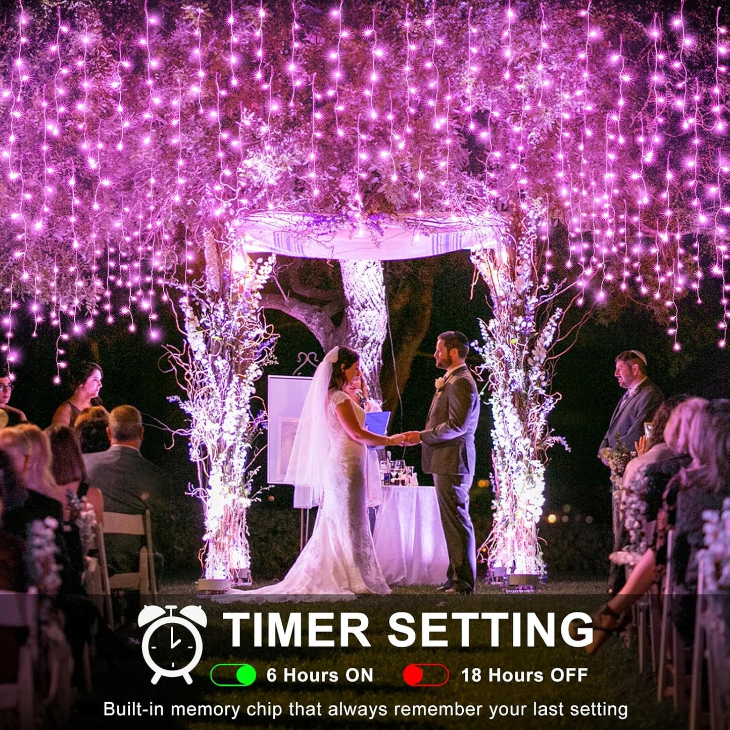 Icicle Lights for Outside, 33FT 400 LED Christmas Lights Outdoor Indoor with 8 Modes 75 Drops, Waterproof Plug in Curtain Twinkle String Light for Home Roof Yard Window Patry Wedding Decor, Pink