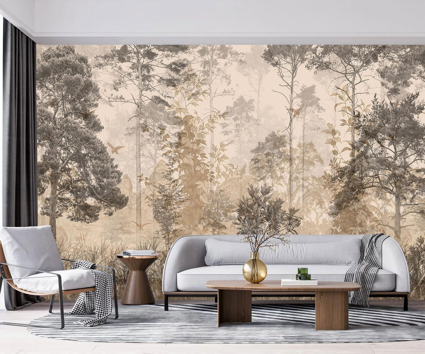 -Vintage Forest Natural Wall Bedroom Mural XT18 M 140" x 91"