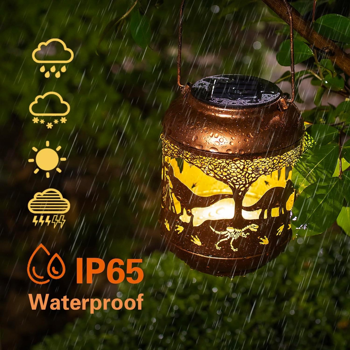 Dinosaur Solar Lanterns Outdoor Waterproof,Hanging Solar Lights Dinosaur Gifts for Women Men Metal LED Decorative Light for Yard,Patio,Lawn,Tabletop,Pathway,Landscape,Garden Decor