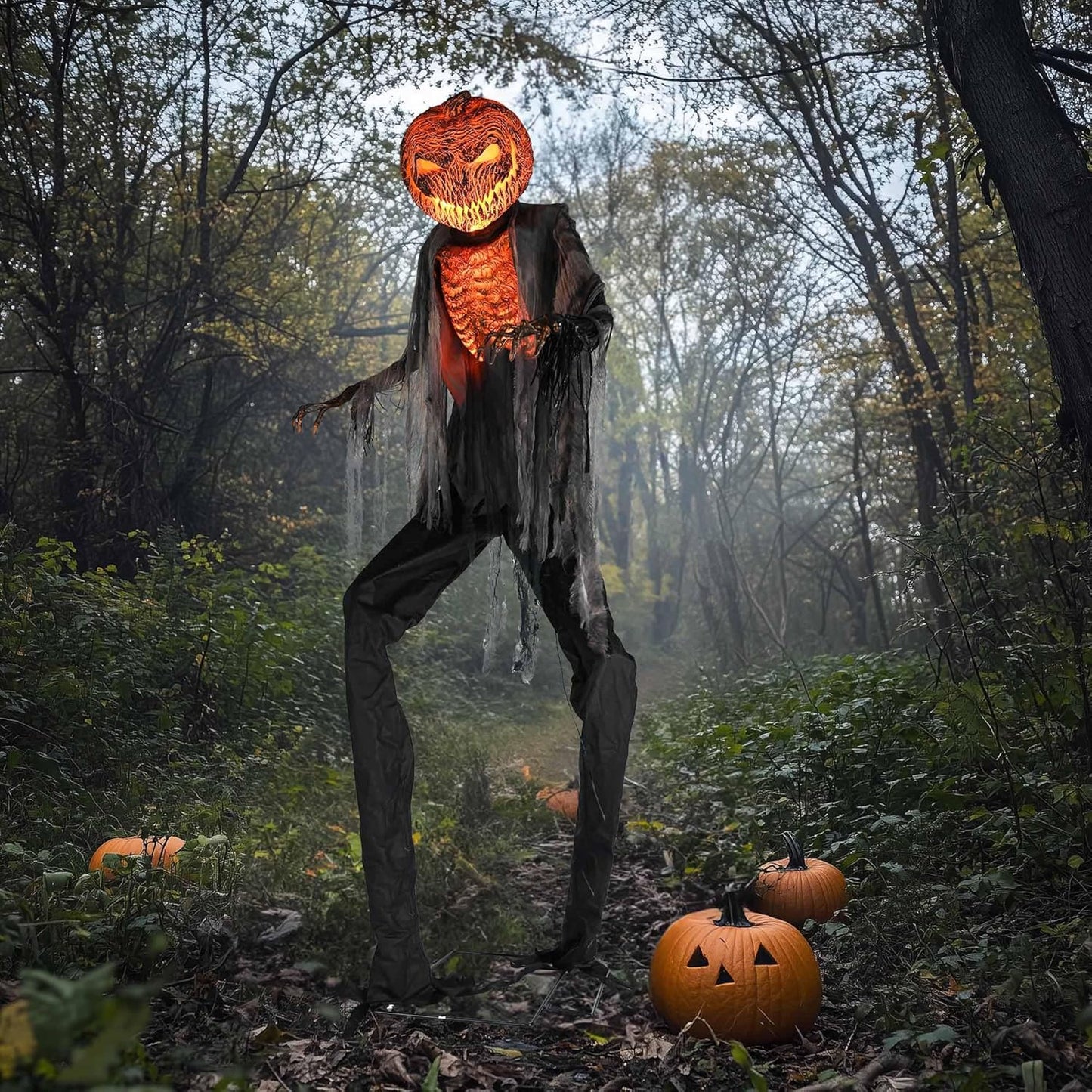 AW 7 Ft Scary Giant Large Animated Halloween Decorations Evil Monster Alien, Jack-O-Lantern Pumpkin Props, Horror Halloween Party Motion & Sound Activated Glowing Head 2025