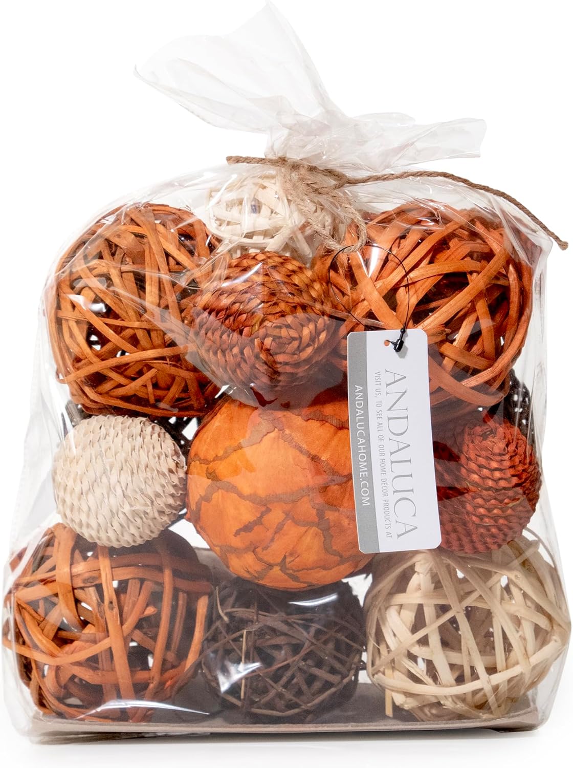 ANDALUCA Large Decorative Vase Filler Bag with Orbs, Balls (Burnt Orange)