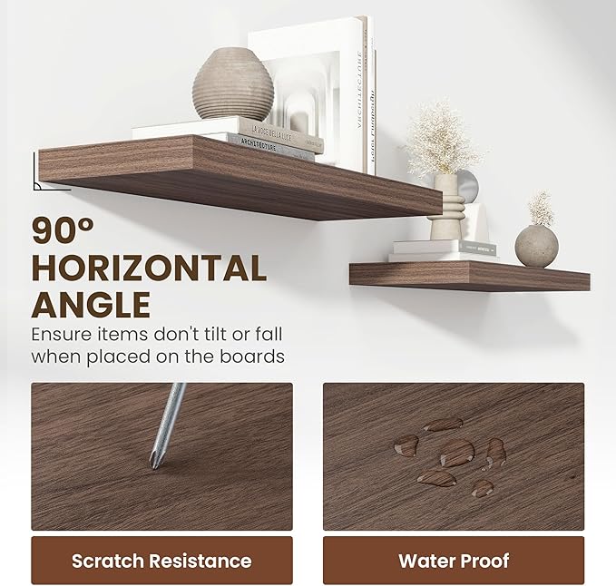 55 Inch Floating Shelves, 11.6 Inch Deep Floating Shelves for Wall, Floating Shelf with Invisible Brackets, Deep Shelves for Bathroom, Bedroom, Living Room, 1 Pack, Walnut