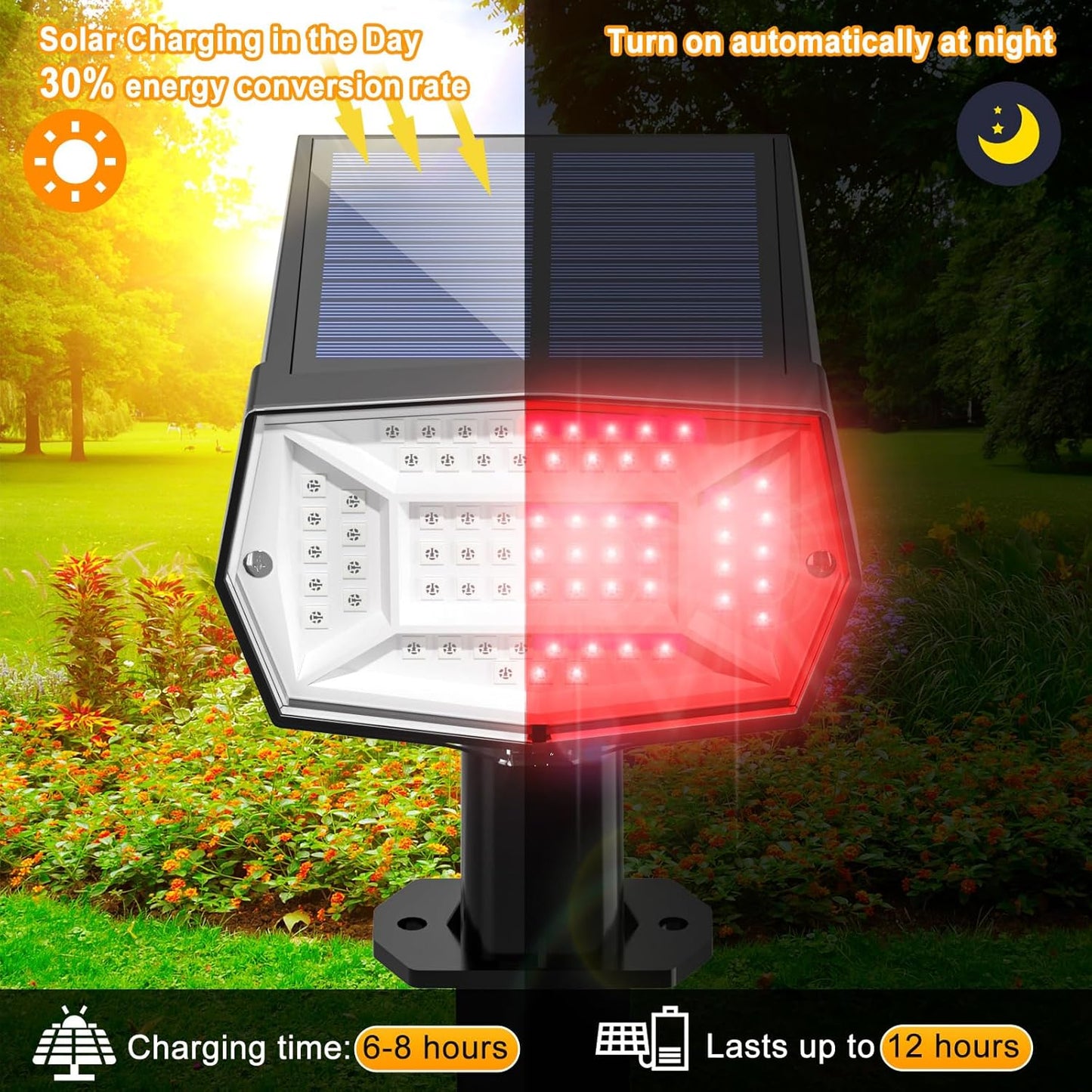 Fabrito Solar Color Changing Lights Outdoor, 9 Color Modes Landscape Spotlights, Dusk to Dawn Solar Powered Spot Lights for Outside, Solar Garden Lights for Yard, Pathway, Tree 4 Pack (Multicolor)