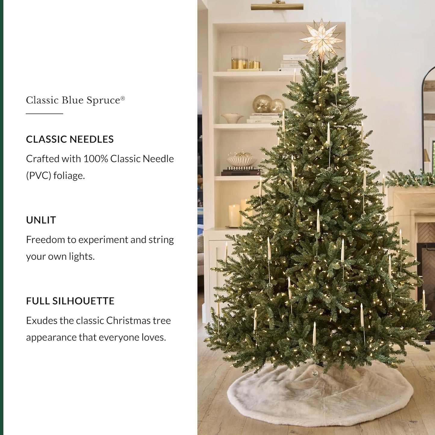 Balsam Hill 6.5ft Unlit Classic Blue Spruce - Artificial Christmas Tree with 2,144+ Tips, Premium Stand, Storage Bag & Easy Assembly for Indoor Holiday Decorating