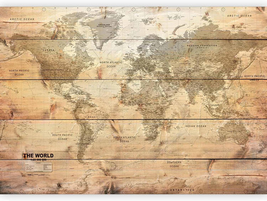 artgeist Premium Wall Mural World Map 118x83 in - XXL Non-Woven Wallpaper Fleece Wall Decor Photo Print Picture Image Design Home Map of The World k-A-0218-a-a