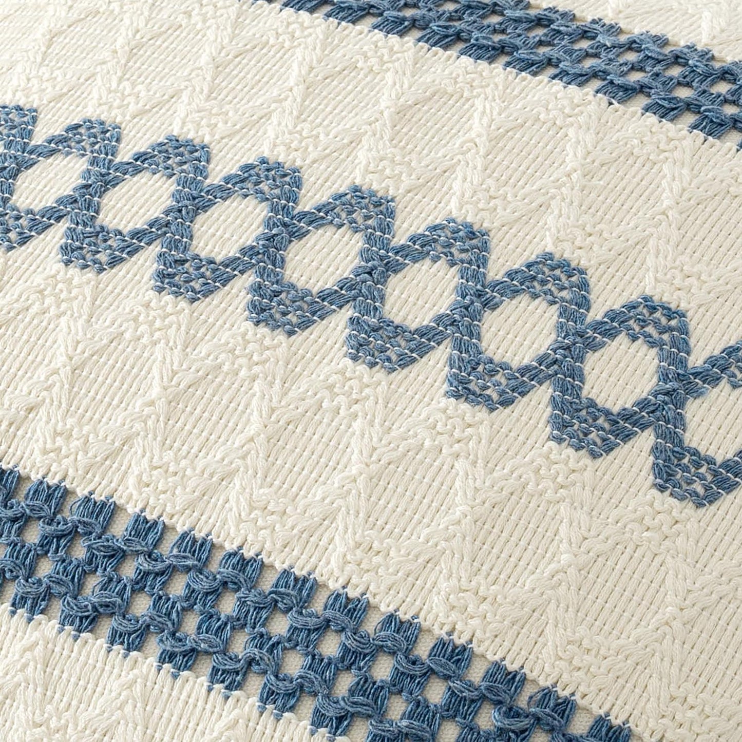 MIULEE Set of 2 Coastal Blue Boho Decorative Pillow Covers 20x20 Inch Farmhouse Rustic Couch Throw Pillows Modern Summer Cotton Cushion Covers Retro Cute Macrame Woven Home Decor for Bed Sofa Chair