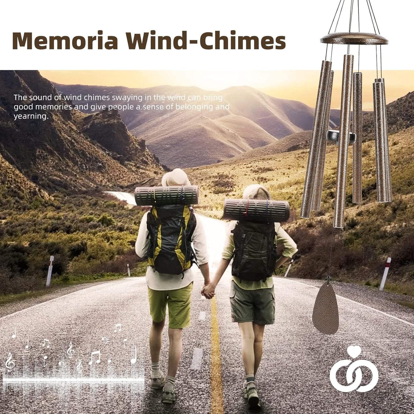 Wind-Chimes-Outdoor-Deep-Tone, Large Soothing Melodic Tones Windchimes, Wind Chimes for Outside, Memorial Wind Chime Best Gift for Mom Women Grandma Neighbors(32" Brown Coated Aluminum)