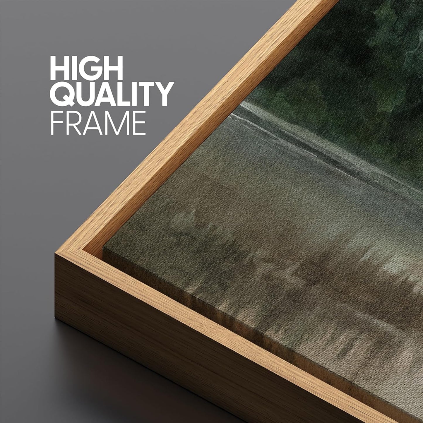 MUDECOR Large Framed Canvas Print Wall Art Tranquil Lake Reflections Nature Landscape Illustrations Antique Retro Fine Art Illustrations Decorative Colorful for Bedroom - 60"x20"