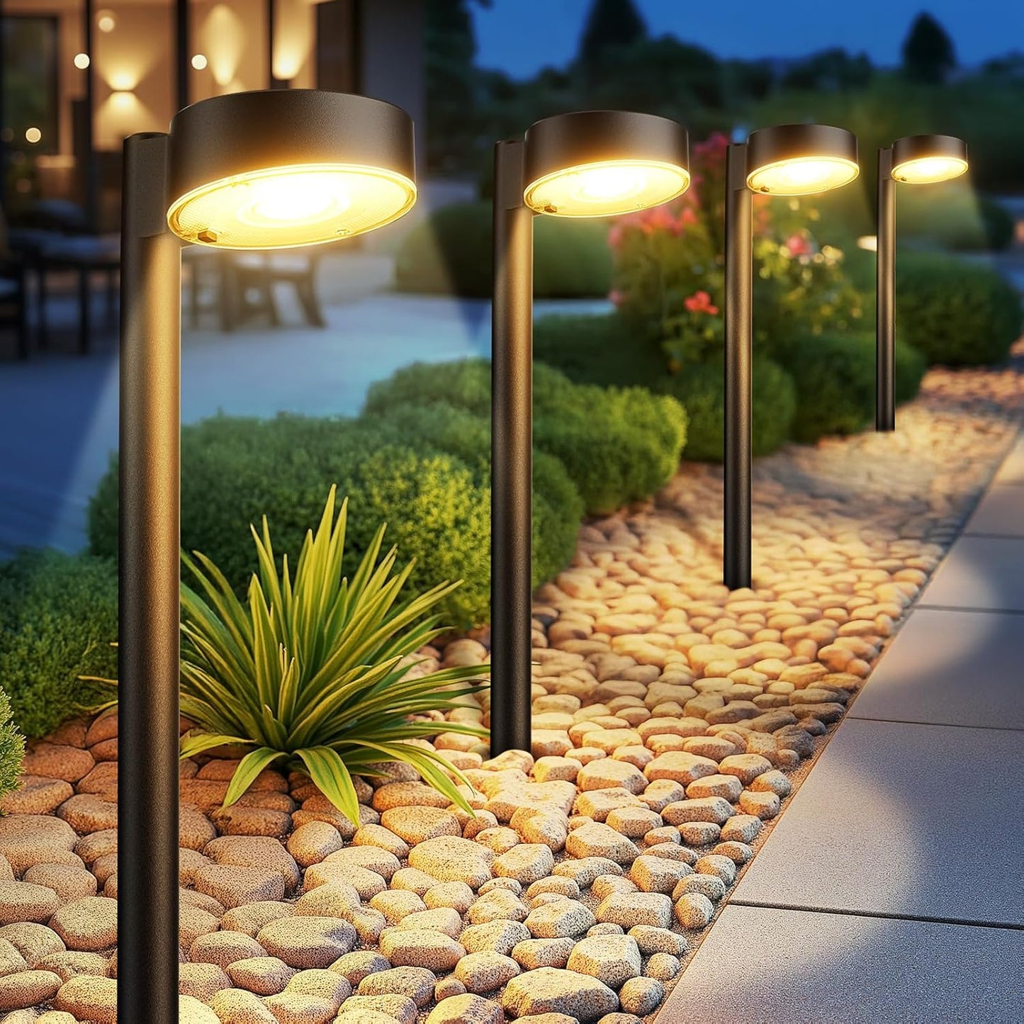 4 Pack Solar Pathway Lights Outdoor, Bright LED Solar Lights Outdoor Waterproof, Up to 12 Hrs Modern Path Lighting for Yard Garden Walkway Driveway Lawn Decor (4 Pack)