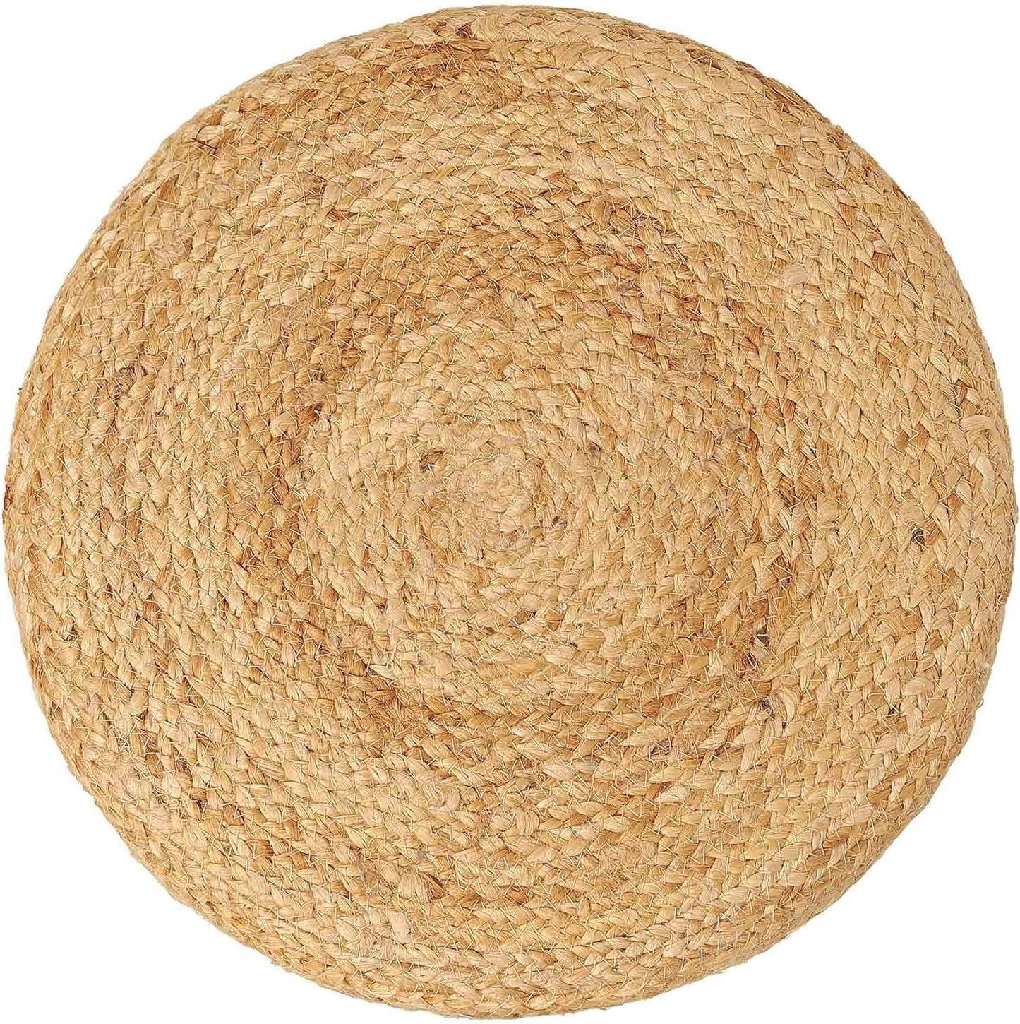 REDEARTH · Cylindrical Pouf Foot Stool Ottoman - Jute Braided Accent Sitting Footrest for The Living Room, Bedroom, Nursery, Patio, Lounge & Other Rooms in The Home (14.5”x14.5”x16”; Natural Ivory)