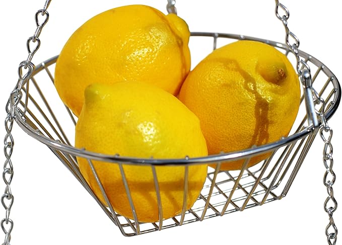 Deco Brothers Hanging Fruit Basket, 3-Tier, Chrome