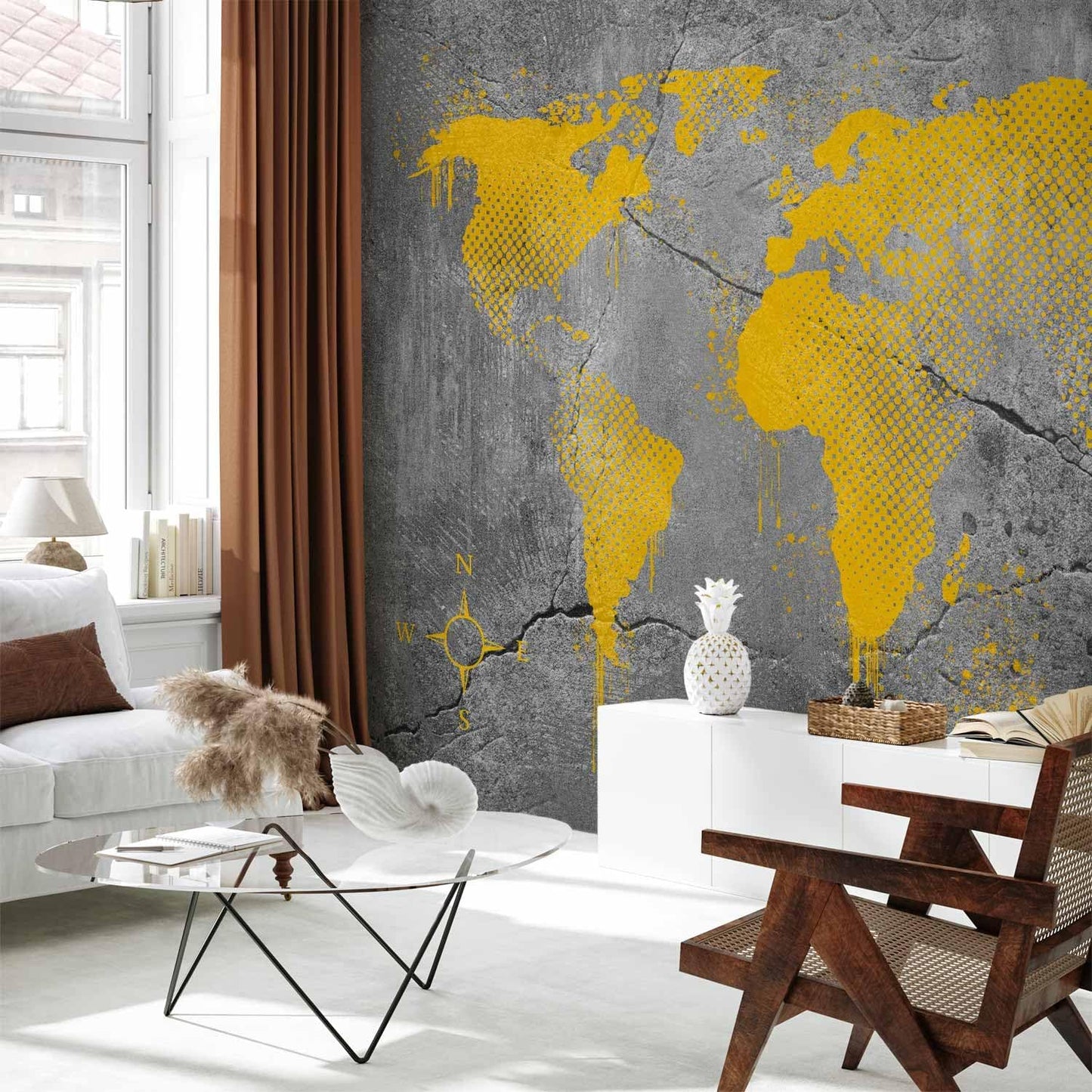 artgeist Premium Wall Mural World Map 79x55 in - XXL Non-Woven Wallpaper Fleece Wall Decor Photo Print Picture Image Design Map of The World k-A-0494-a-a