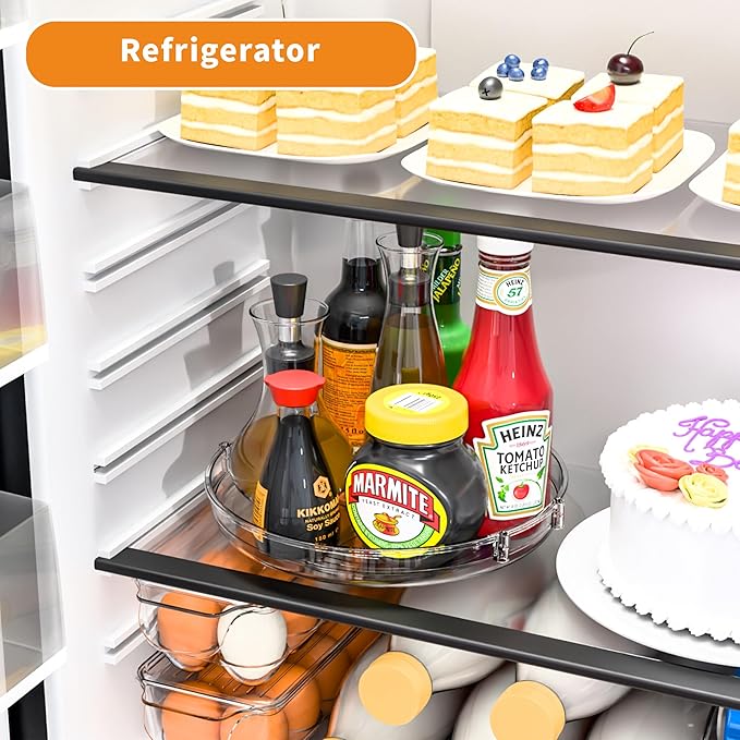 9.5" W Acrylic Clear Lazy Susan Turntable for Cabinet,Kitchen Countertop,Refrigerator and Pantry Organization Storage,1 Tier Small Spinning Organizer for Vitamin,Medicine,Spice Rack & Organization