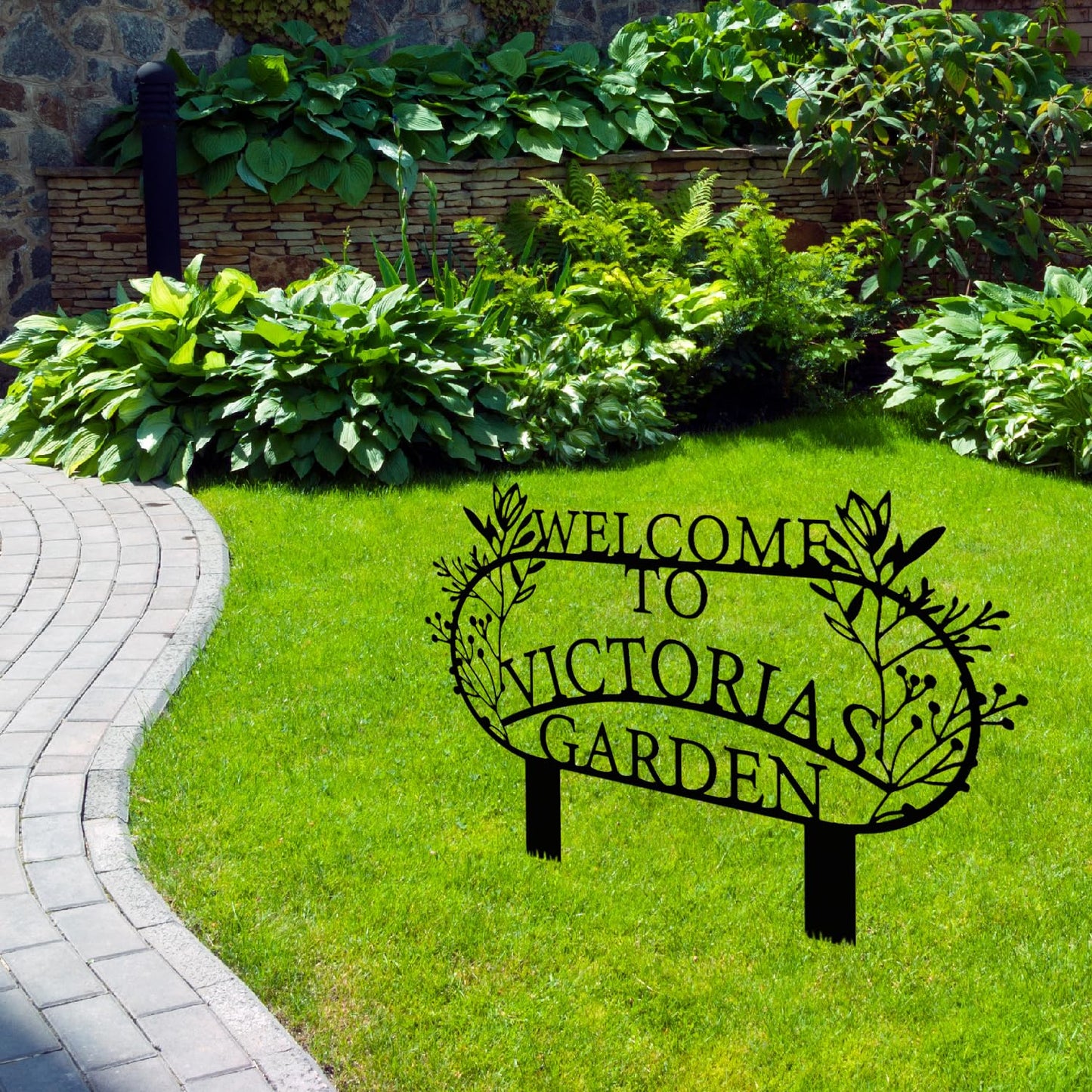 Personalized Metal Garden Sign with Stake, Custom Garden Decor for Outdoor, Custom Family Name Sign, Patio Decorations, Lawn Art, Farmhouse Decorative, Housewarming Gift (CstmDesign3)