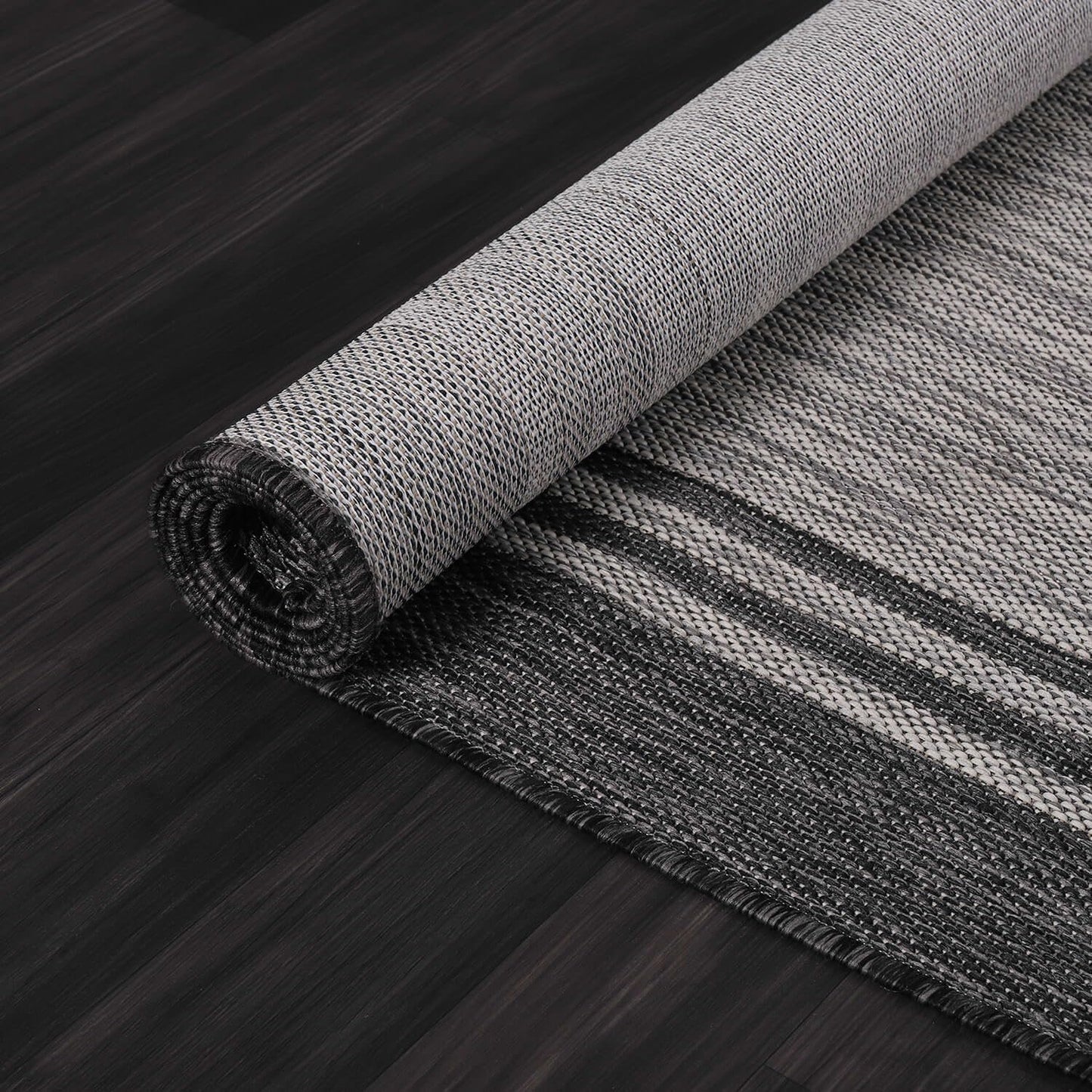 Bordered Outdoor Rug 9x12 Washable Outside Carpet for Indoor Patio Porch Waterproof Easy Cleaning Non Shedding Area Rugs Dark Gray 9 x 12