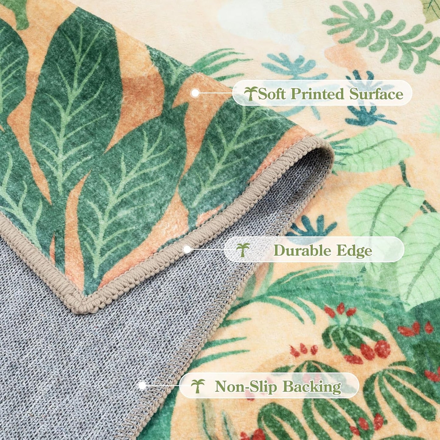 LIVEBOX Washable Jungle Animal Print 6 x 9 Area Rug for Dining Room, Non-Skid Yellow Kids Carpet Playmat Rug for Play Room, Soft Nursery Rugs for Girl Dorm, Kids Rugs for Bedroom Boys