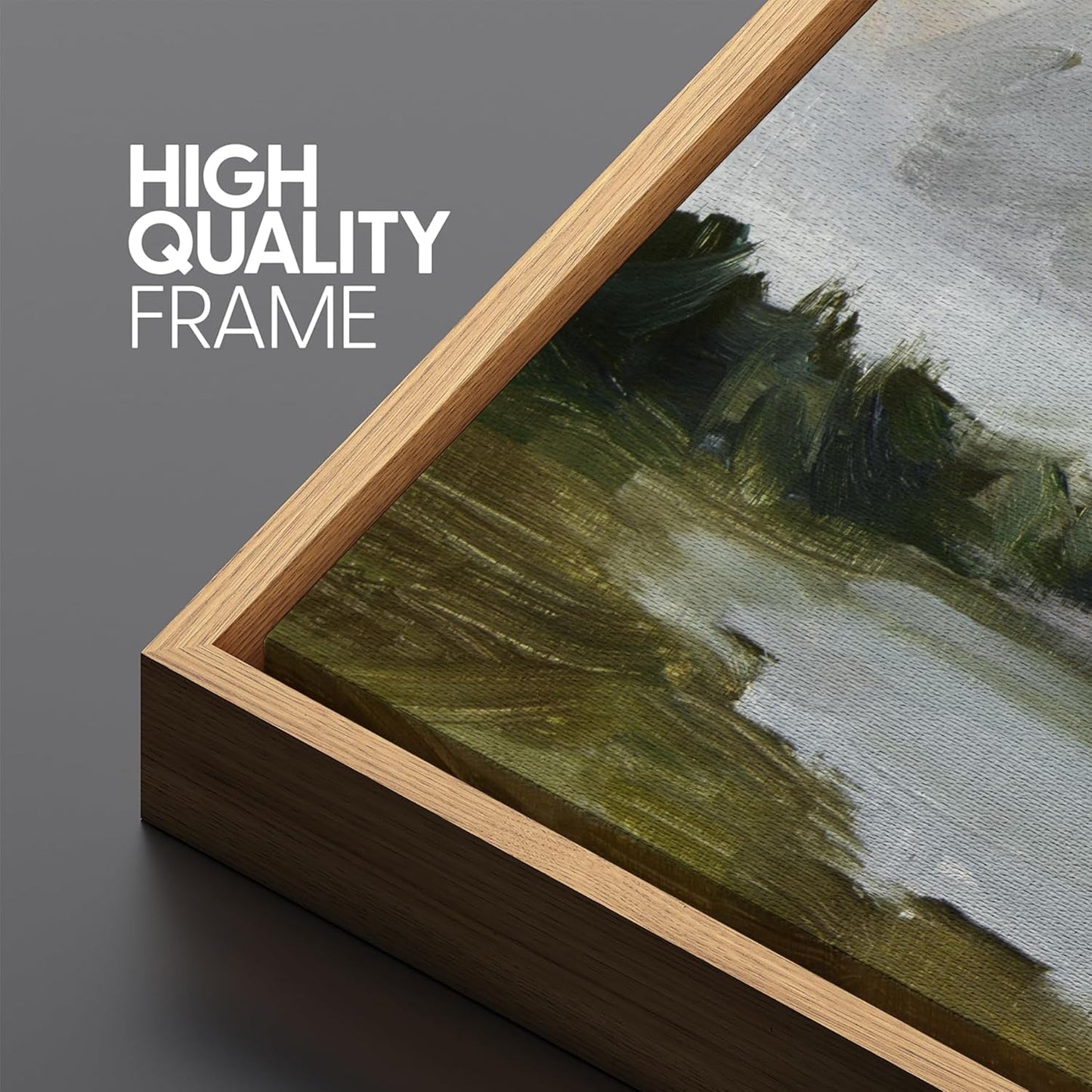 MUDECOR Large Framed Canvas Print Wall Art Tranquil Landscape Soft Brushstroke Lake Scene Illustrations Antique Retro Fine Art Illustrations Decorative Colorful for Bedroom - 60"x20"