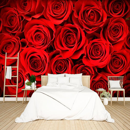 Red Rose Floral Wallpaper Peel and Stick Wall Mural for Bedroom Living Room - 96"x137"
