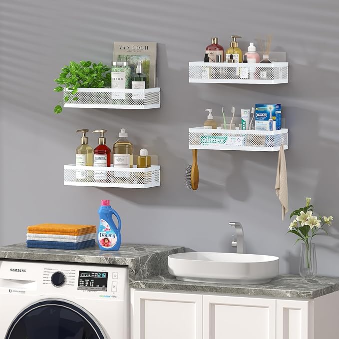 PUSDON Metal Wall Hanging Basket 2 Packs DIY Suitable for Multiple Scenes - Middle White Netting Set