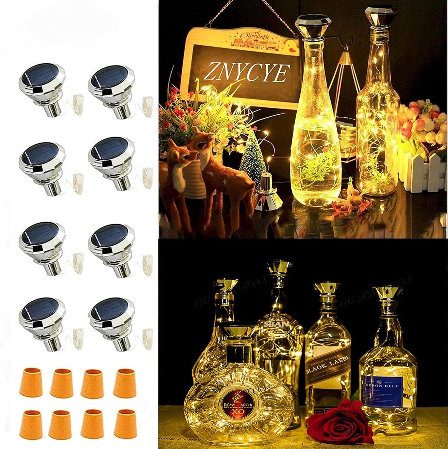 ZNYCYE Solar Wine Bottle Lights Outdoor, Cork Lights for Wine Bottles Waterproof, Perfet for Wedding Party Garden Patio Pathway Decor, Suitable for Most Wine Bottle Mouths-Warm White (8 Pack)