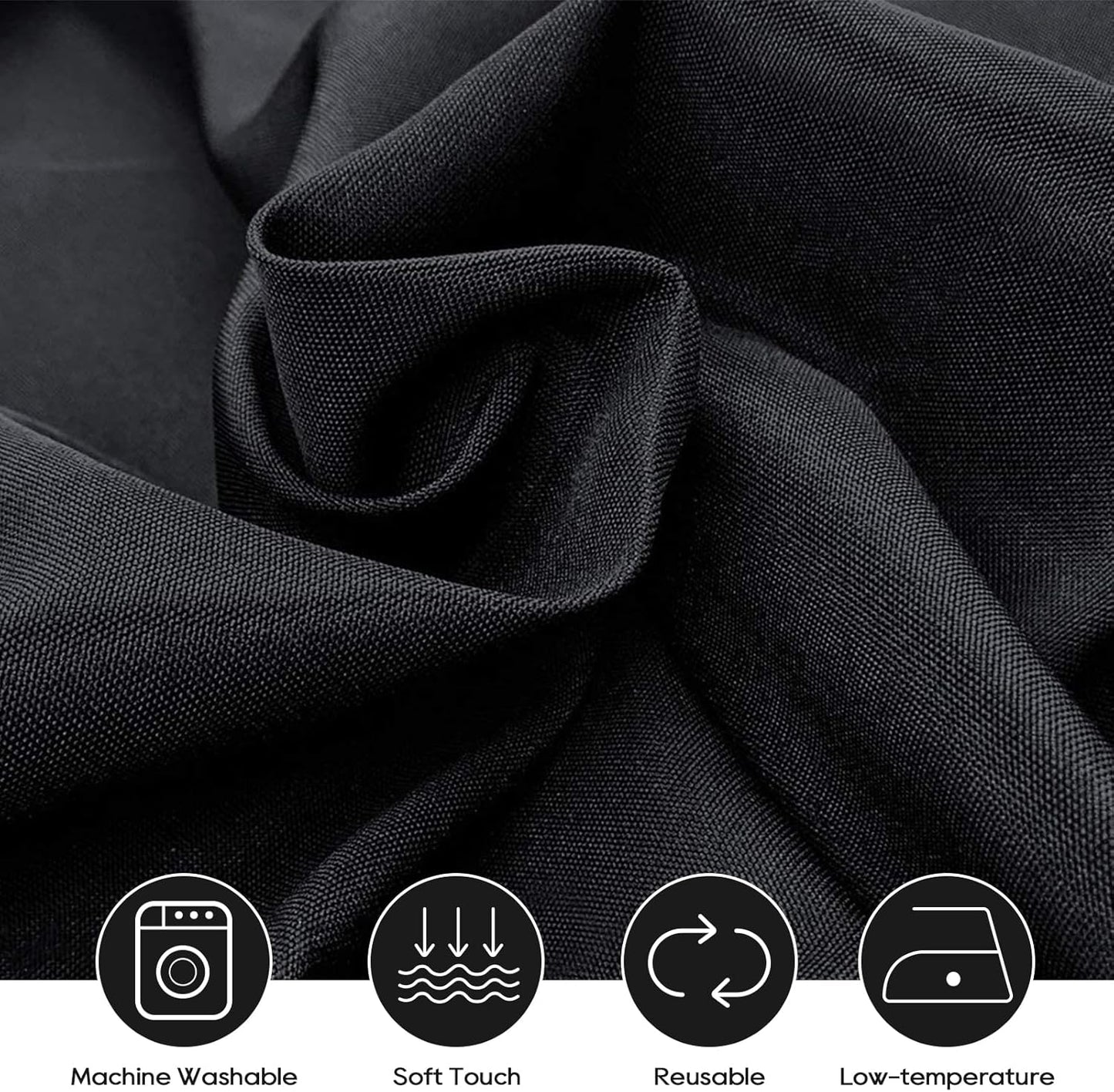 Surmente 5 Pack Black Tablecloth 90 x 156-inch Rectangular Polyester Table Cloth for Weddings, Banquets, or Restaurants