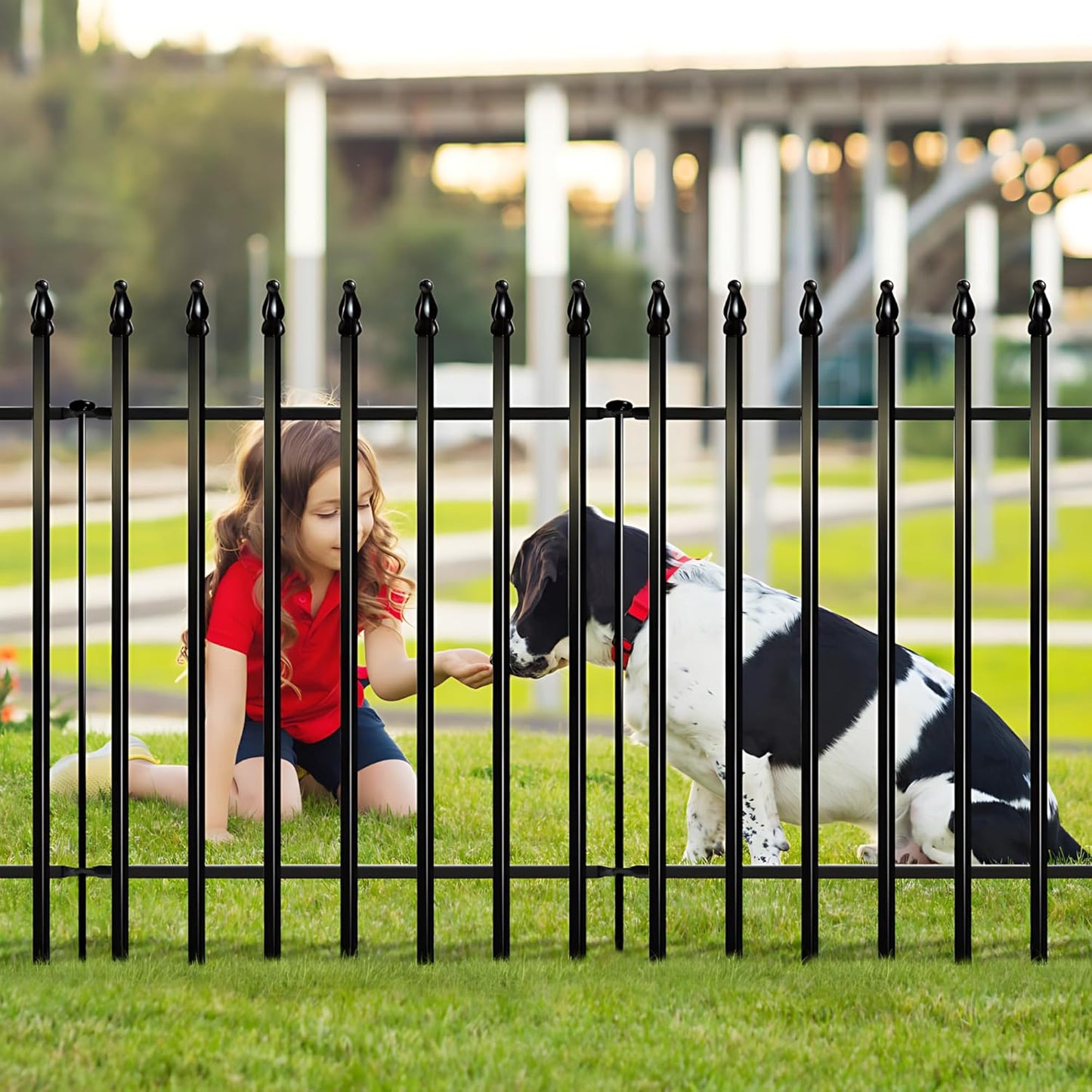 Metal Garden Fence 32 inch H x 24 inch W (5 Panels, Total Length 10 ft) No Need Dig Outdoor Rustproof Animal Barrier Fencing Border Fence for Dog, Patio,Yard, Landscape, Flower Bed