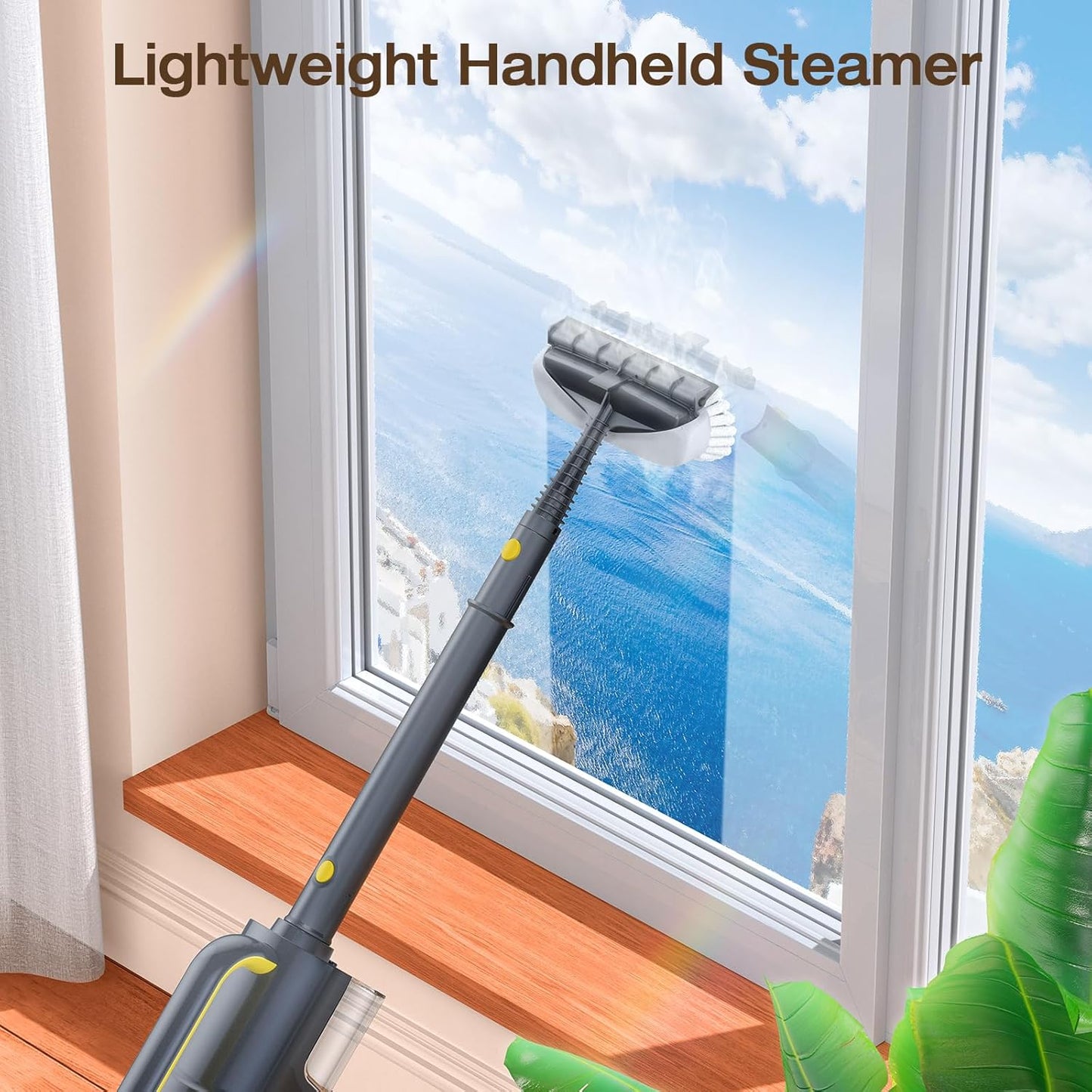 ScrubWiz Steam Mop Cleaner with Detachable Handheld Steamer, 10-in-1 Multi Accessories, Washable Microfiber Pads, 350ml and 2 Adjustable Levels for Cleaning Floor, Carpet, Tiles, and Grout, Gray