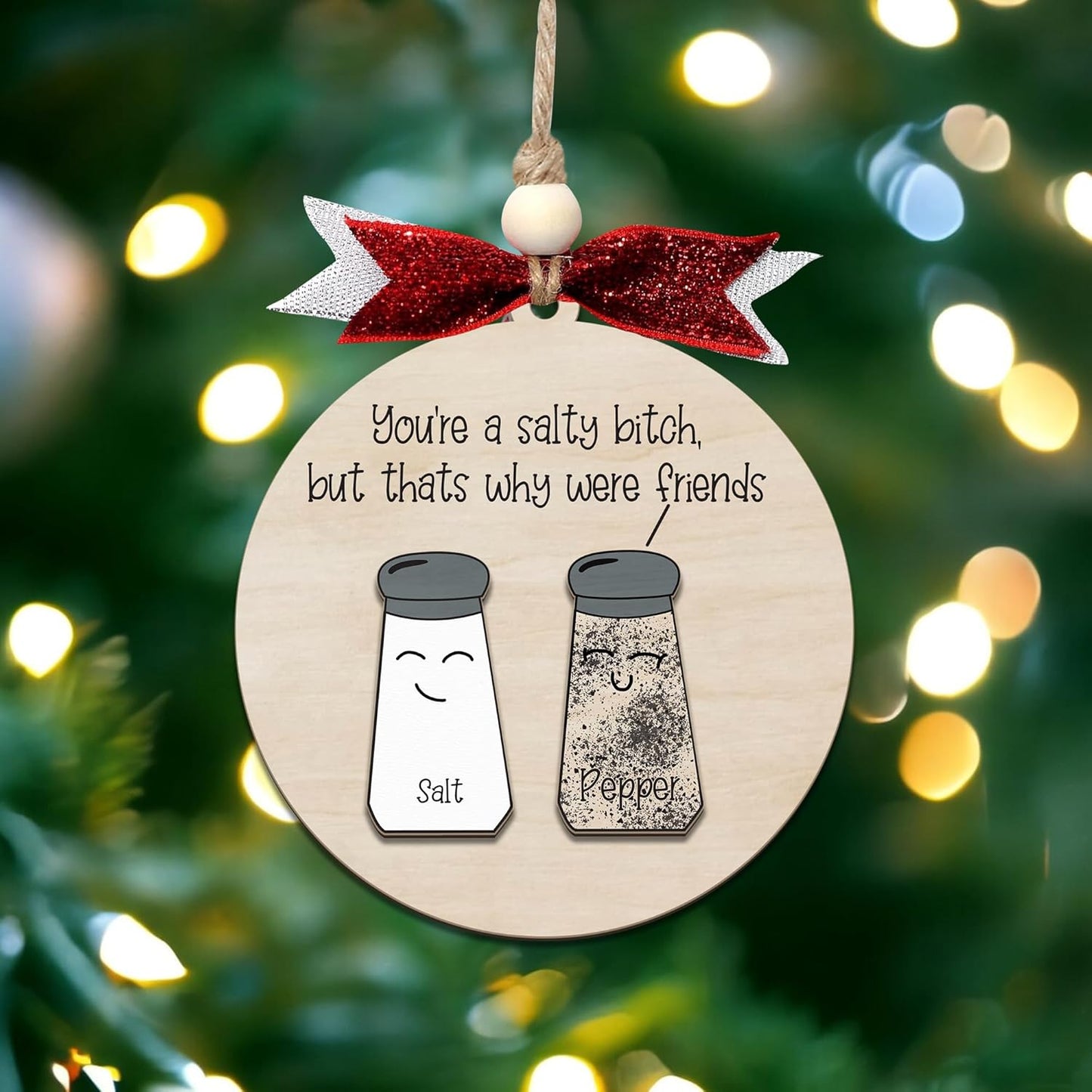 Funny Christmas Ornaments 2024 - Unique Wooden Ornaments for Tree, Gag Gifts for Men, Women, Friends, Adults