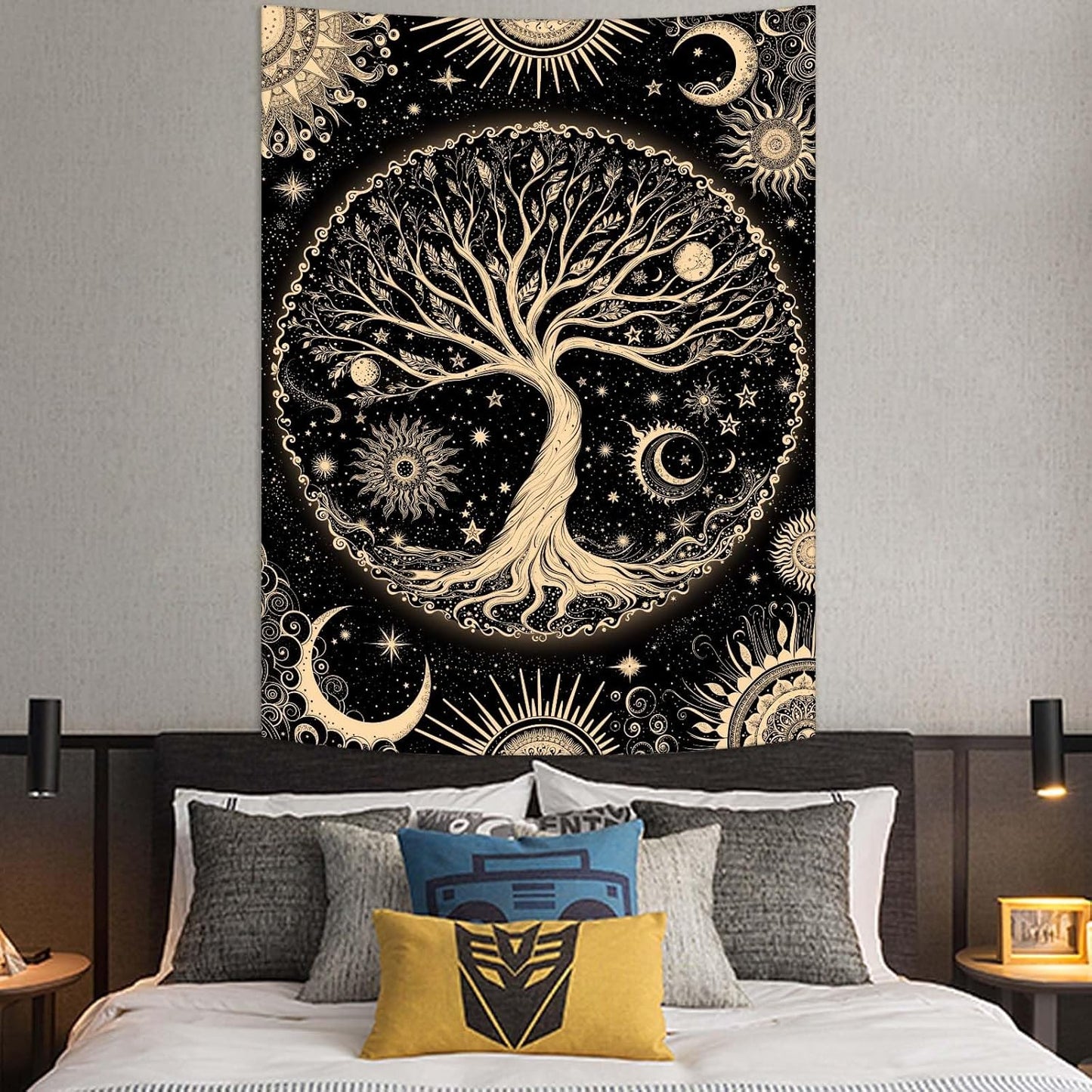 Lunerfex Tree of Life Tapestry Starry Sky Wall Tapestry, Vintage Tapestries for Bedroom Ceiling Tapestries Wall Hanging for Bedroom Living Room Decor Tree-3 36"x48"