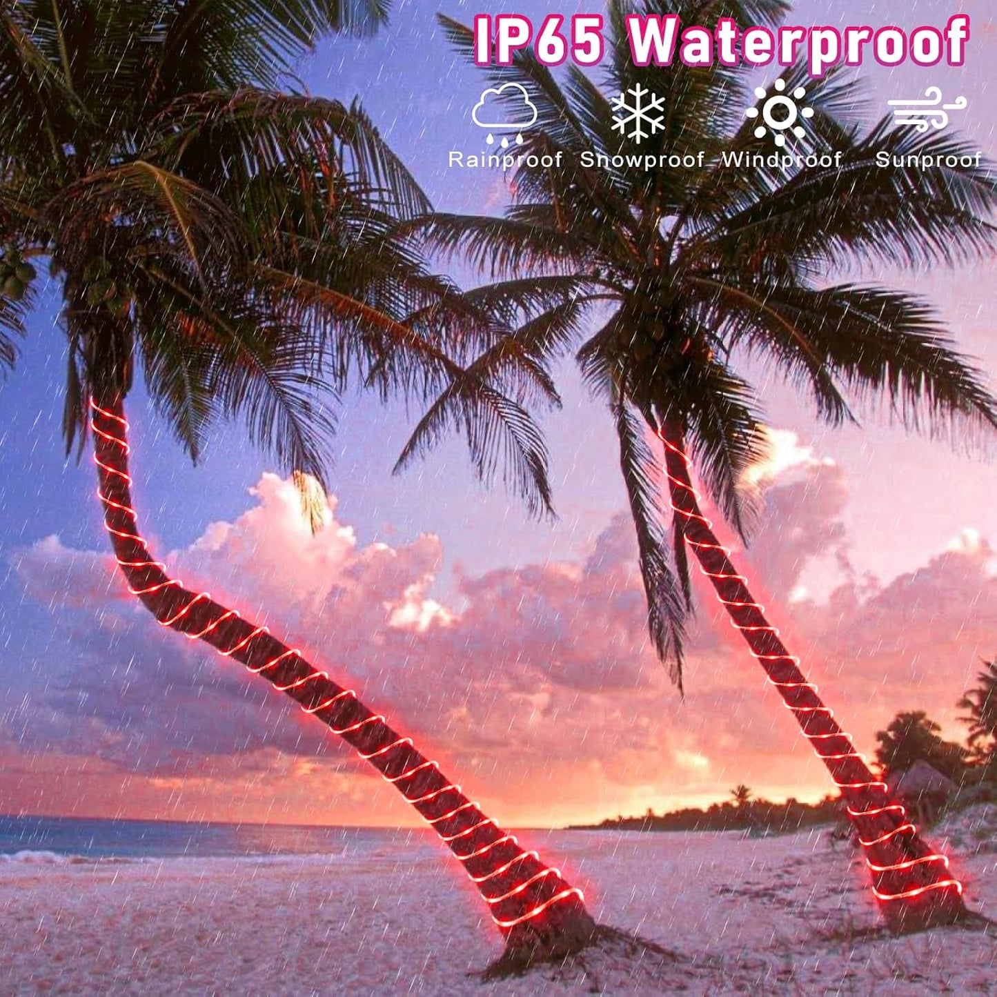 Rope Lights for Outside, 164FT 500 LED String Lights Outdoor Waterproof, 8 Modes Plug in Clear Tube Lights for Indoor Bedroom Garden Patio Tree Pool Background Deck Decorations, Red