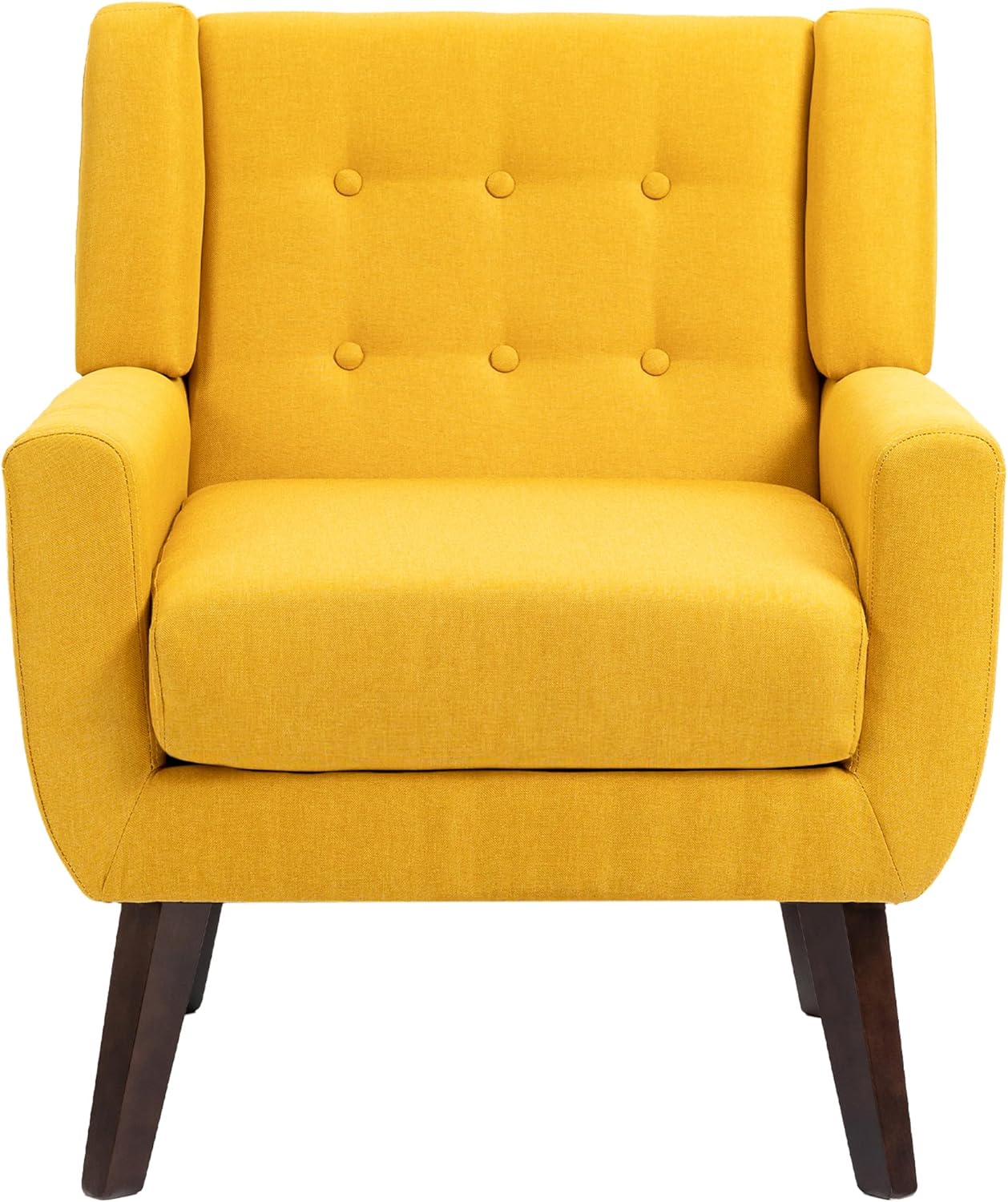 UIXE Accent Chairs Set of 2, Modern Armchair Upholstered Arm Chair in Fabric for Living Room, Comfy Single Sofa Seats Button Tufted Reading Seating, Yellow