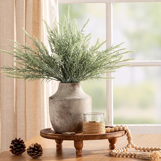 Mitt&Ditt Ceramic Flower Vase, 7.5 inch Off-White Farmhouse Rustic Vase, Handcrafted Weathered Pottery Vases, Small Flower Terracotta Vases for Home Decor, Living Room, Table, Shelf