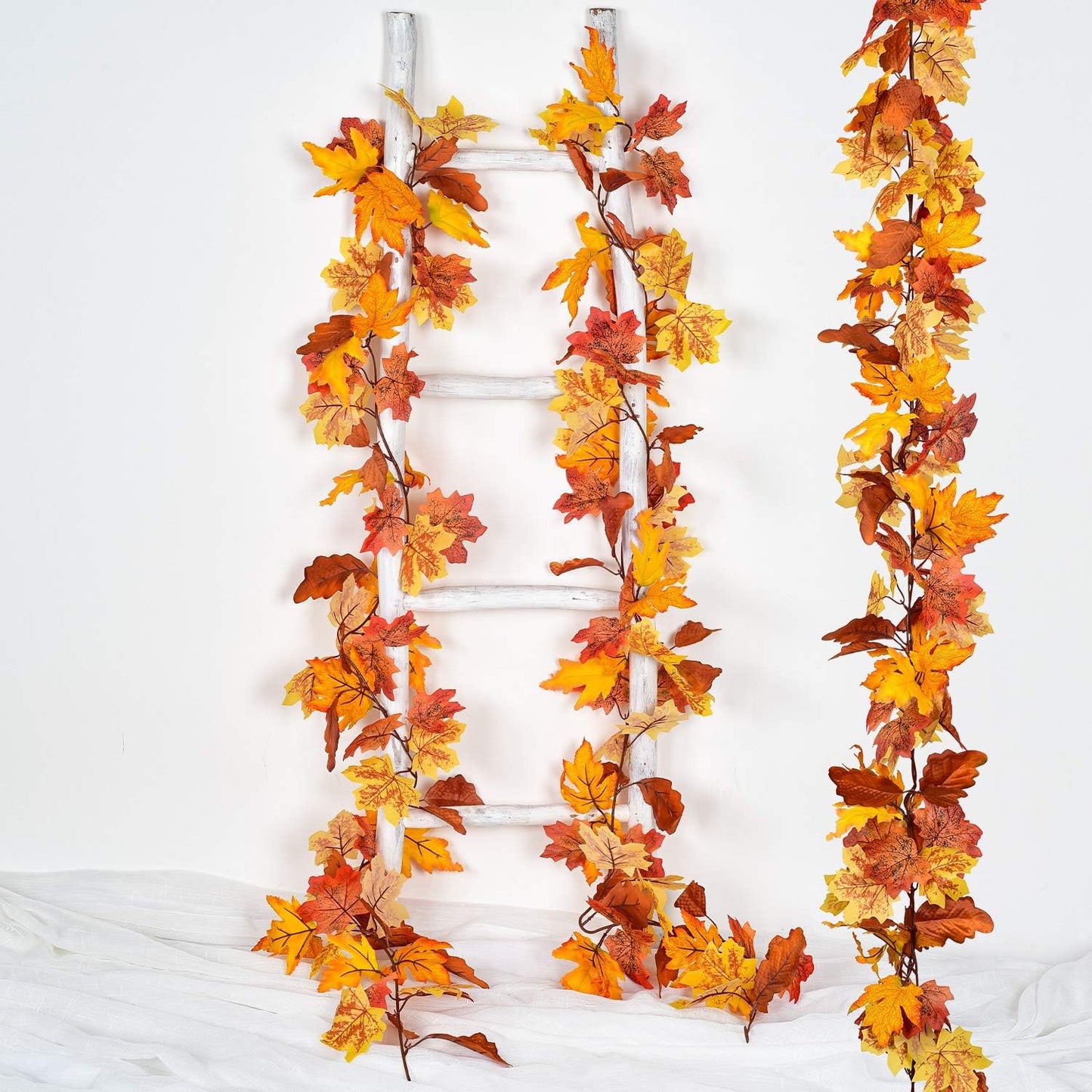 Fall Maple Leaf, 2 Pack 5.9Ft/Piece Hanging Vine Garland Artificial Autumn Foliage Thanksgiving Decor for Home Wedding Fireplace Party Christmas
