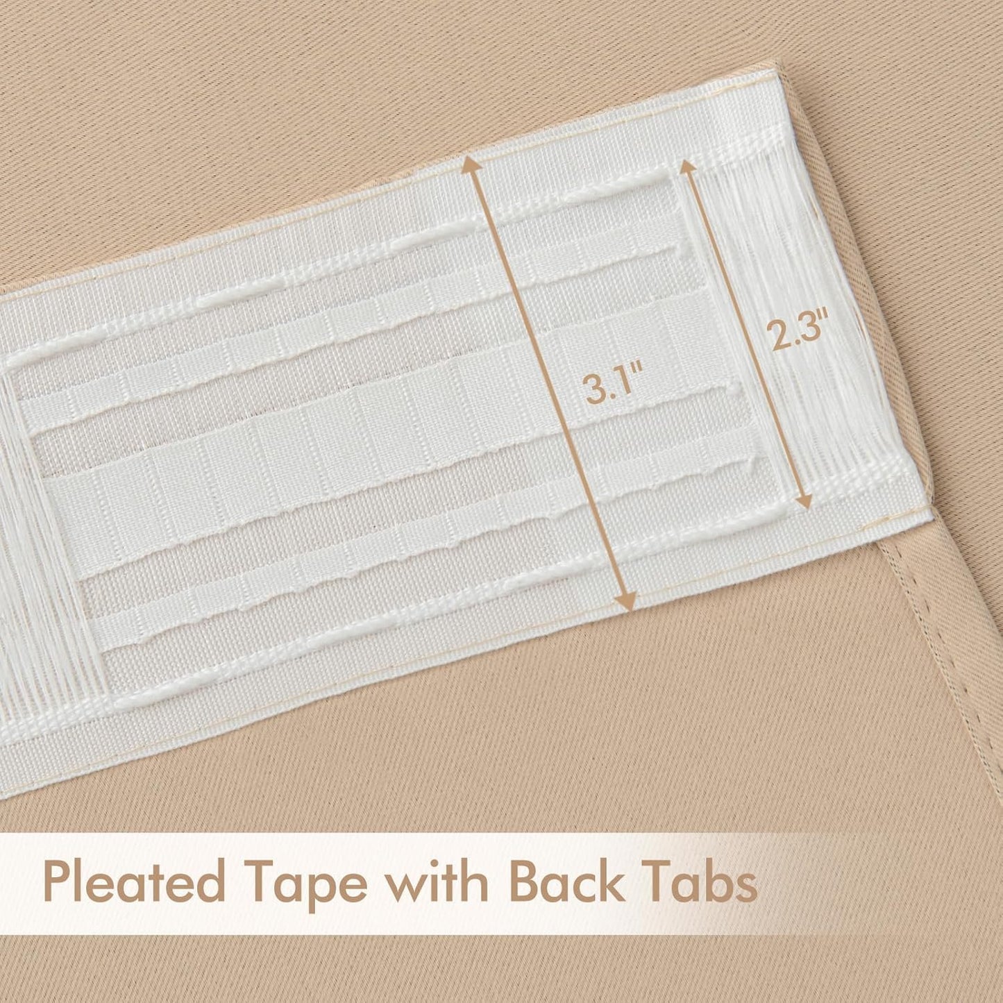 MIULEE Back Tab Beige Curtains 108 Inch Long 2 Panels Set for Living Room Bedroom Privacy, Cream Rod Pocket/Pinch Pleated Light Blocking Extra Long Thermal Insulated Room Darkening Blackout Drapes