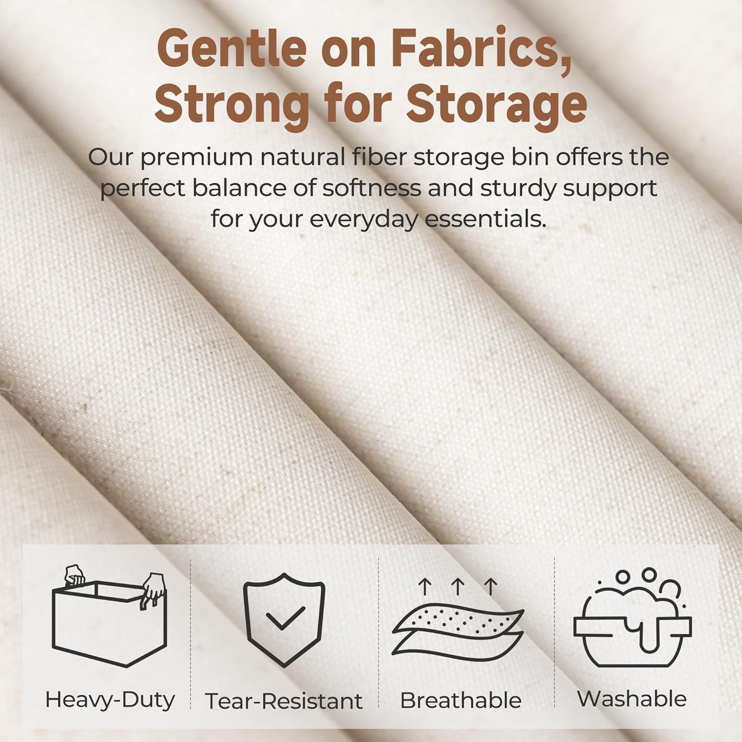 StorageWorks Storage Bins, Shelves Baskets for Organizing, 45L Extra Large Fabric Closet Organizers with Handles, Metal Frame, Beige（Cotton-linen）, 2-Pack