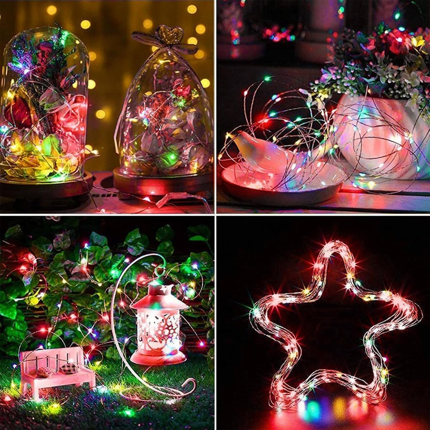 4-Pack Multicolor Christmas Fairy Lights Battery Operated with Timer, Waterproof 16FT 50 LED String Lights Outdoor Indoor, Twinkle Lights for Bedroom Wedding Party Christmas Decoration (Multicolor)