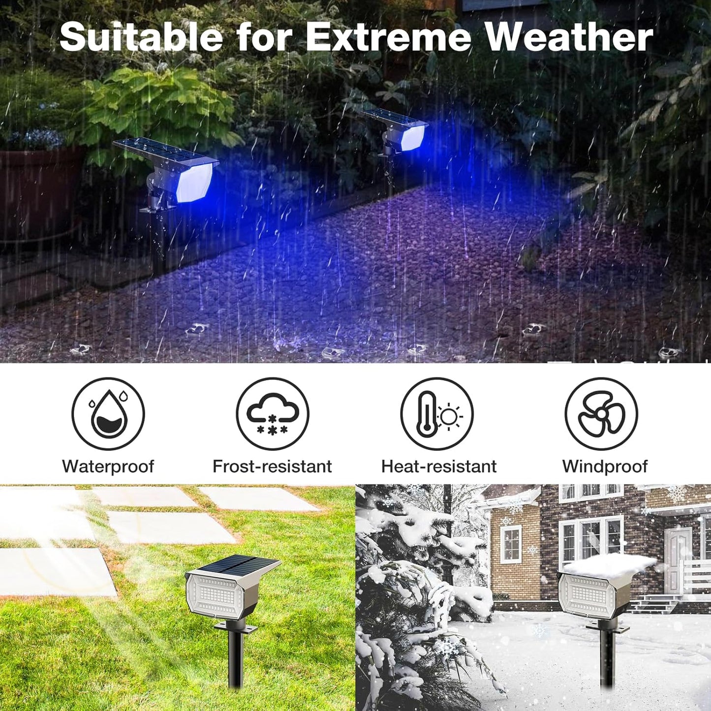 nipify 4 Pack Solar Spot Lights Outdoor, Solar Powered Waterproof Spotlight, Landscape Lighting for Outside Yard Garden Pathway,Blue