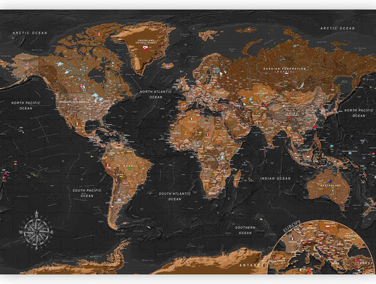 artgeist Premium Wall Mural World Map 138x101 in - XXL Non-Woven Wallpaper Fleece Wall Decor Photo Print Picture Image Design Home Map of The World k-A-0206-a-a